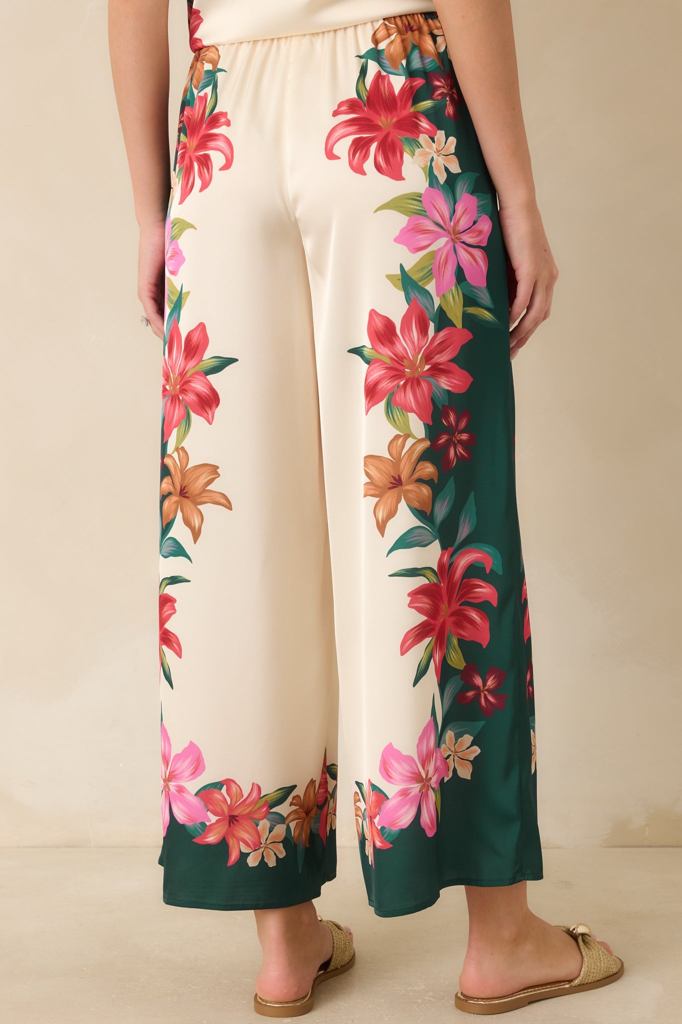Z Supply Lani Kiwi Teal Multi Floral Wide Leg Pants