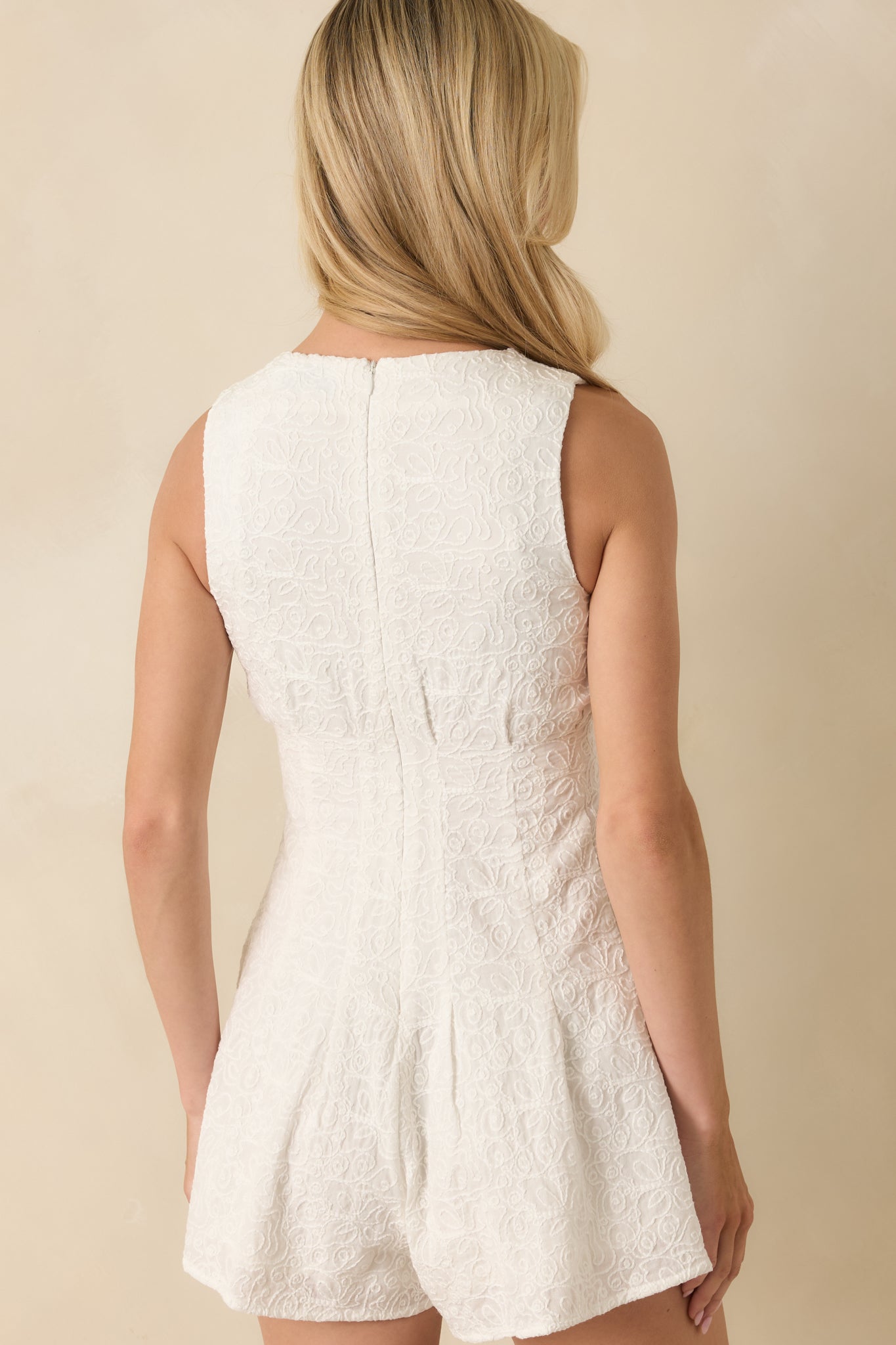 MINKPINK Daphne White Cotton Jacquard Button-Up Playsuit