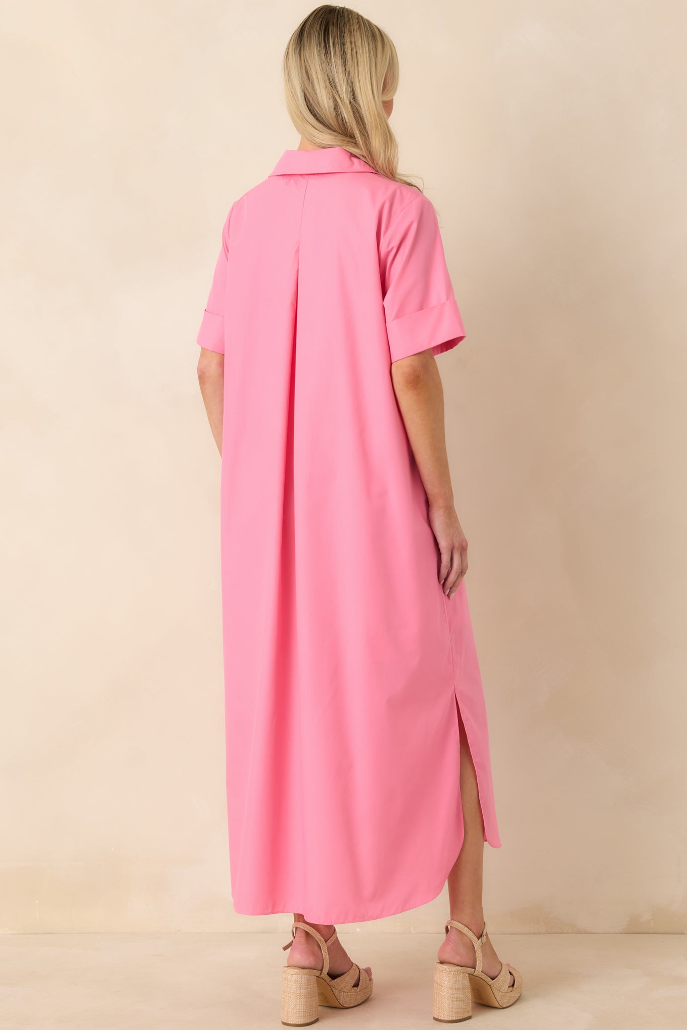 Read The Signs Pink Short Sleeve Maxi Dress