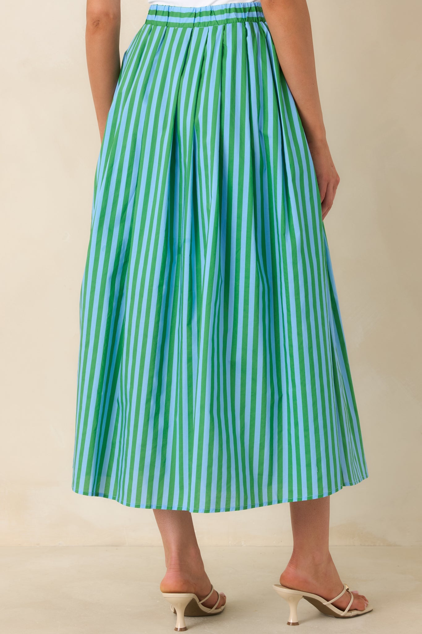 Making Moves Blue & Green Stripe Cotton Maxi Skirt