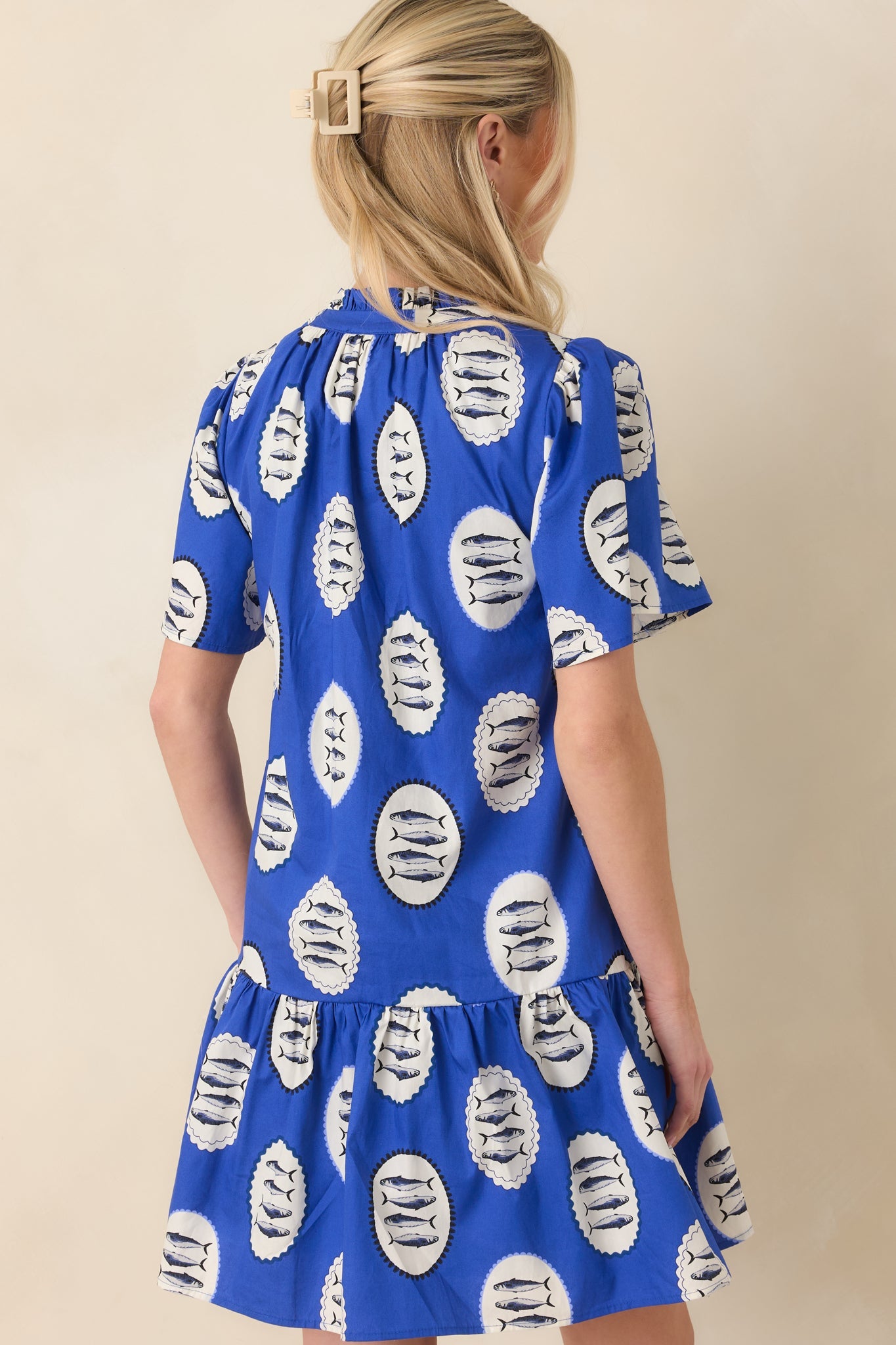 Reel It In Royal Blue Multi Cotton Tiered Mini Dress