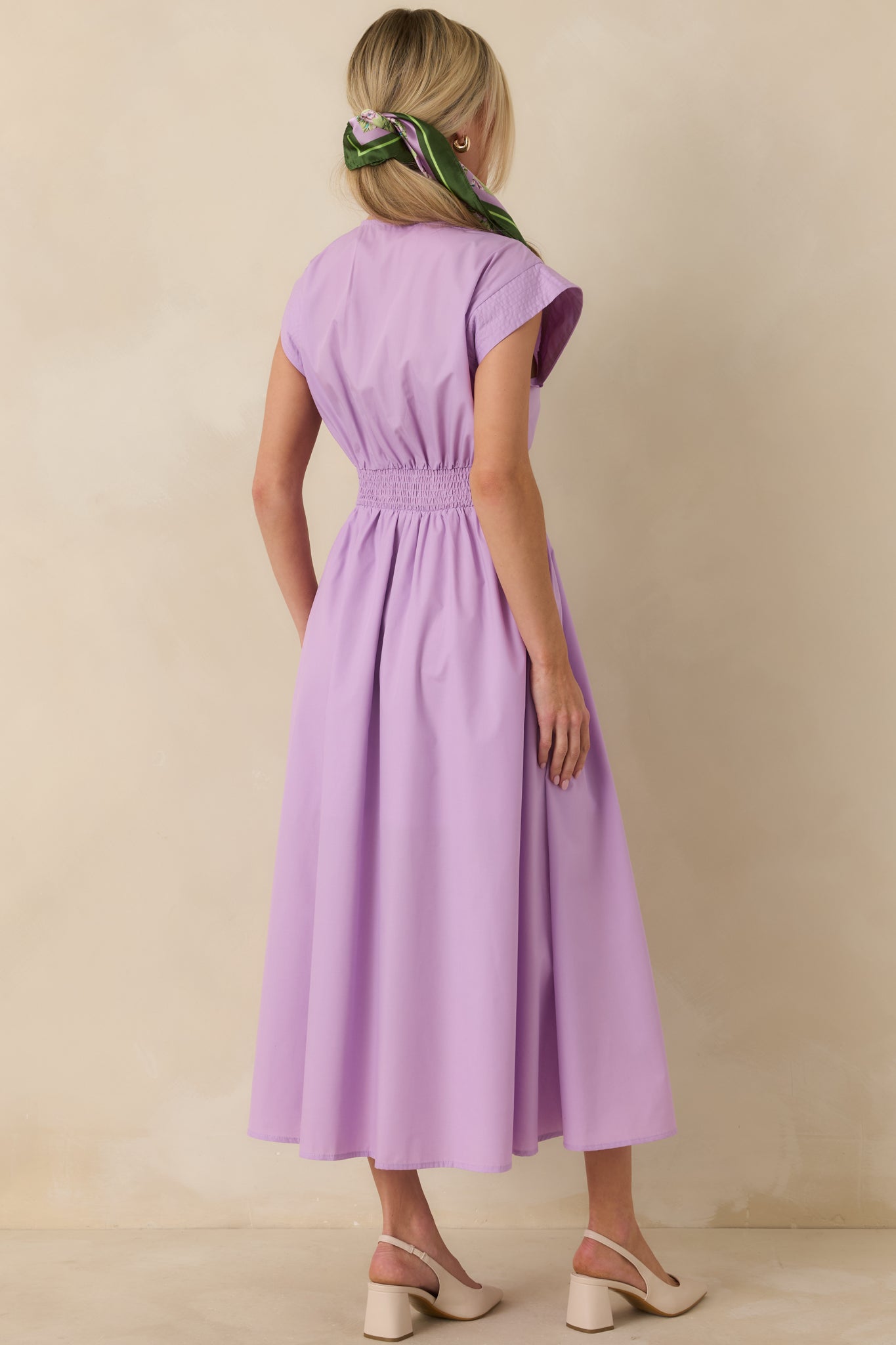 The Adeline Lavender Zip Up Midi Dress