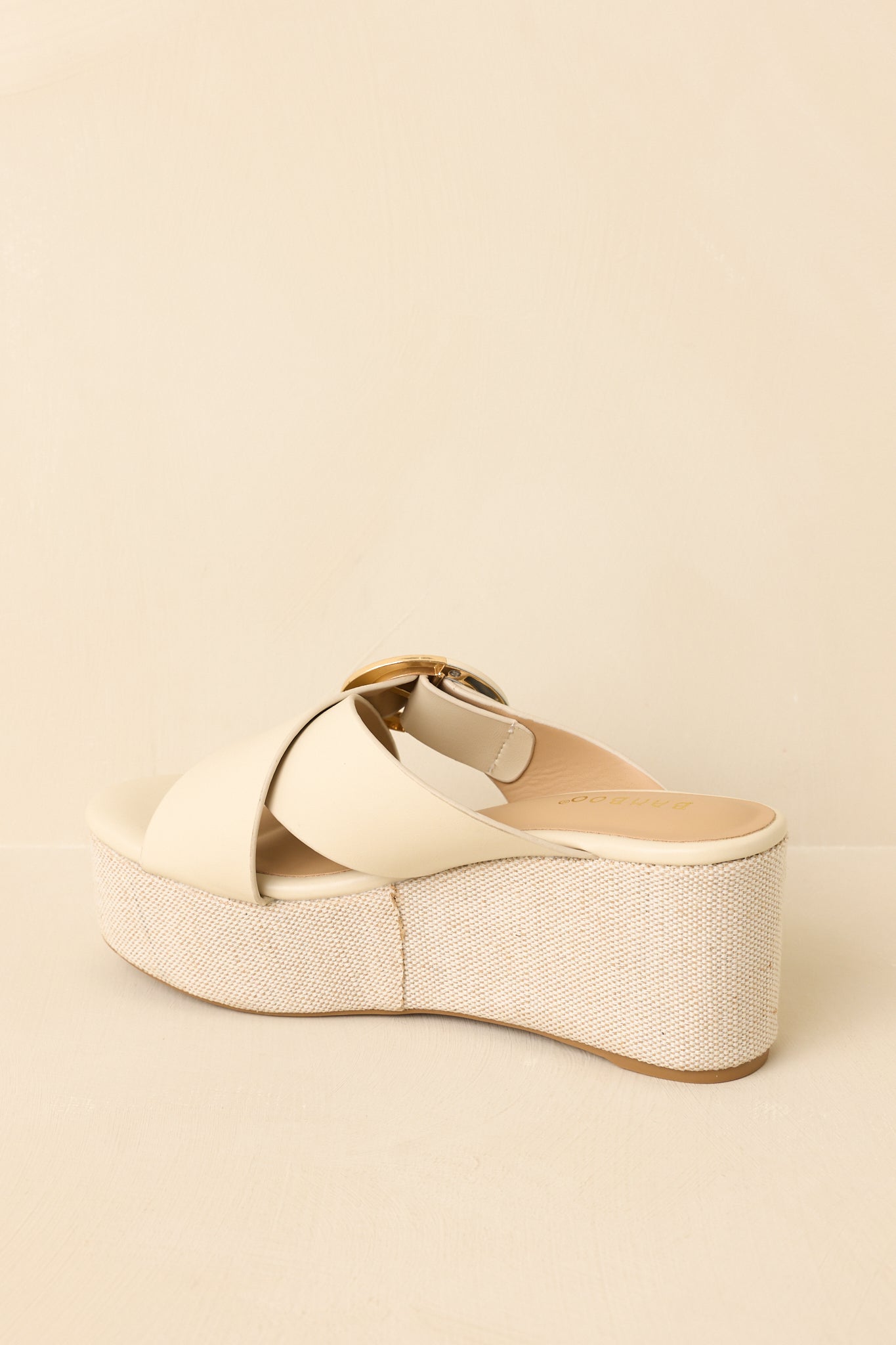 Feeling Elated & Elevated Ivory Faux Leather Platform Wedge Sandals