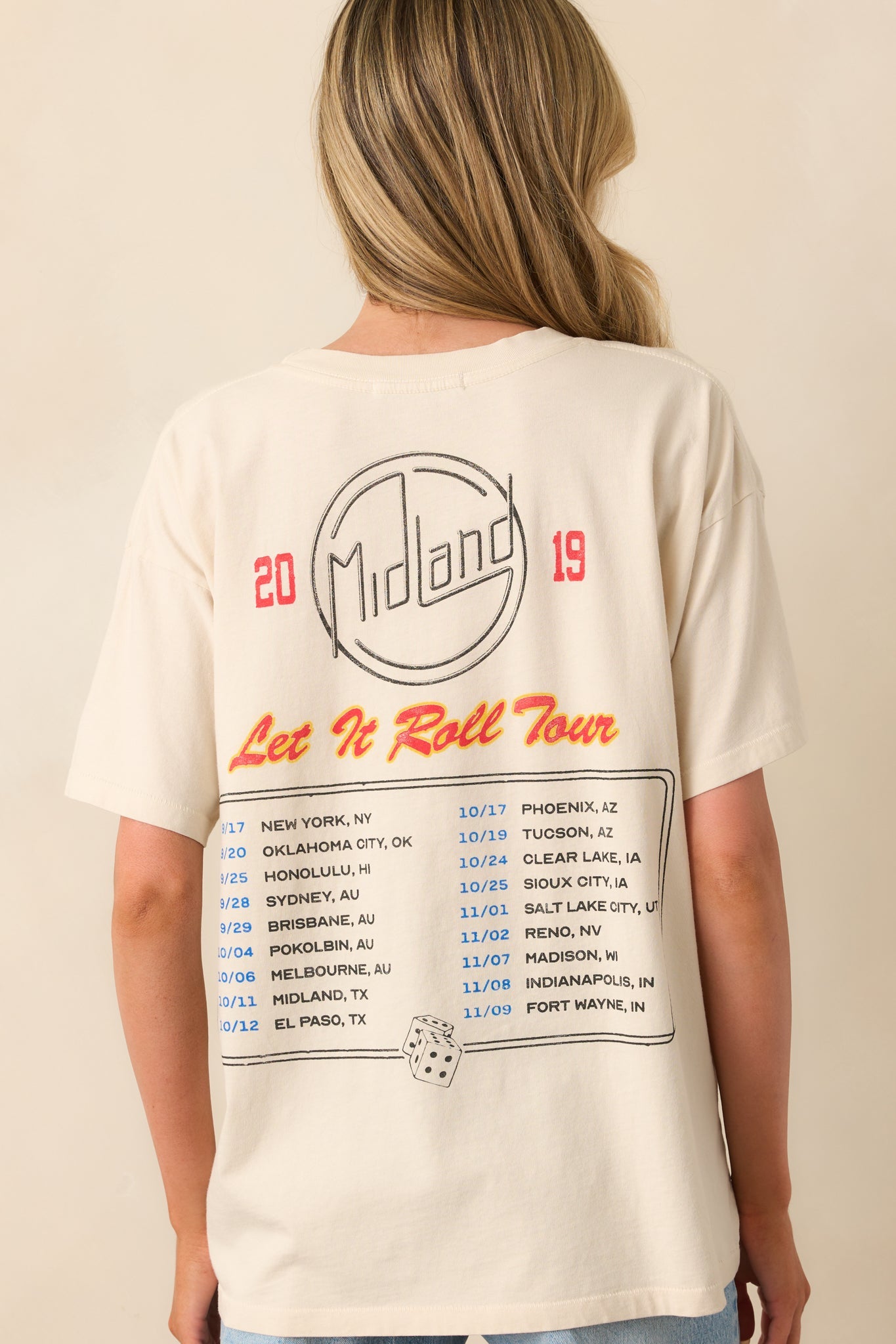 Midland Ivory Cotton Let It Roll Tour Merch Tee