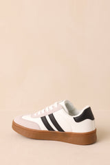Chasing Chill White Faux Leather and Suede Lace-Up Sneakers
