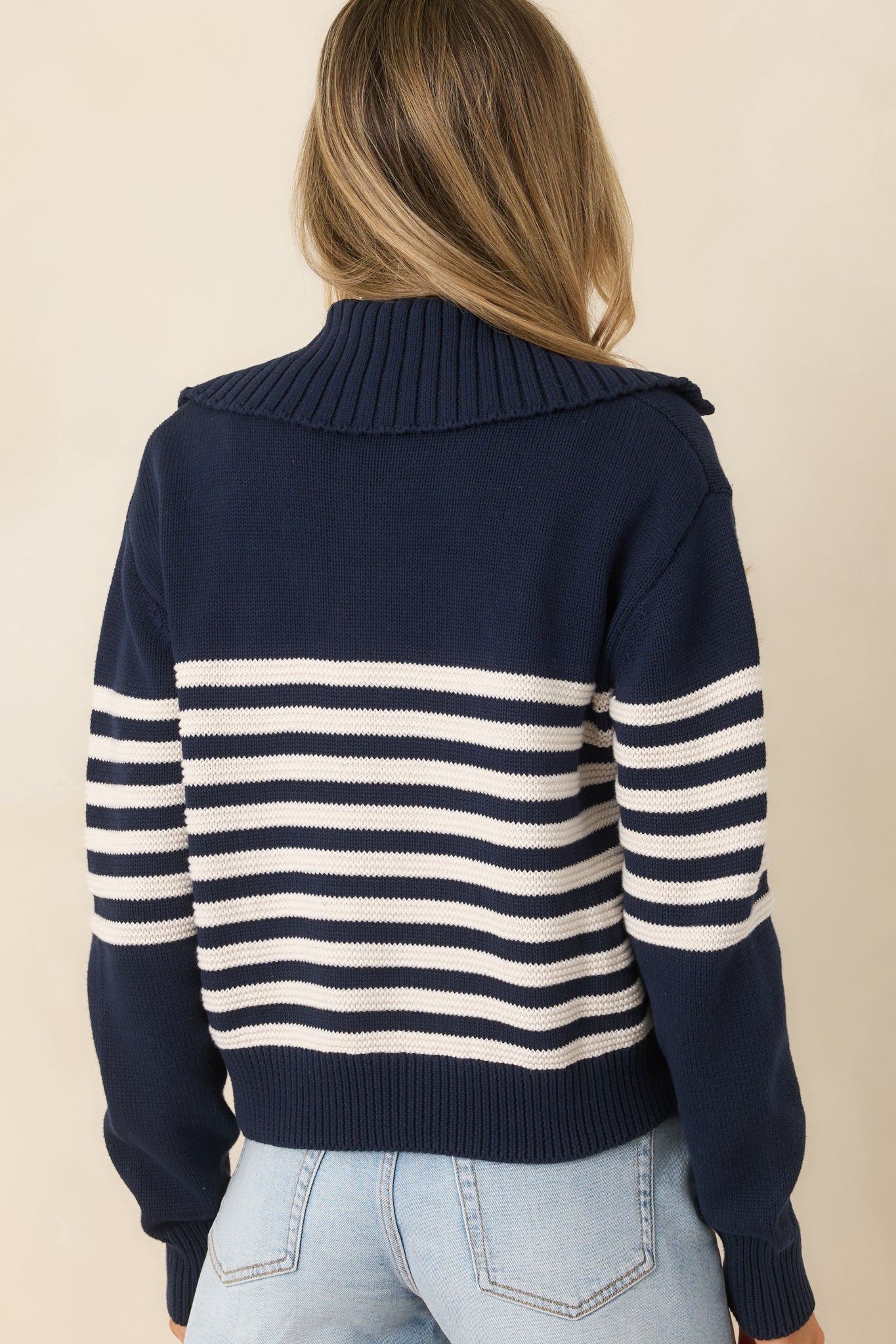 Z Supply Kovac Navy & Ivory Stripe Cotton Sweater Jacket