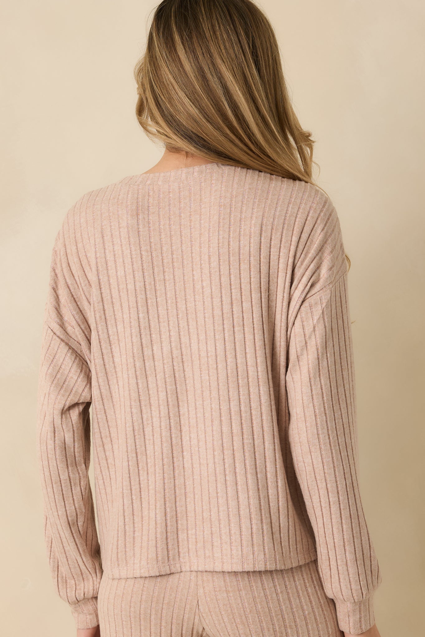 Z Supply Taupe Daydream Silky Rib Long Sleeve Top