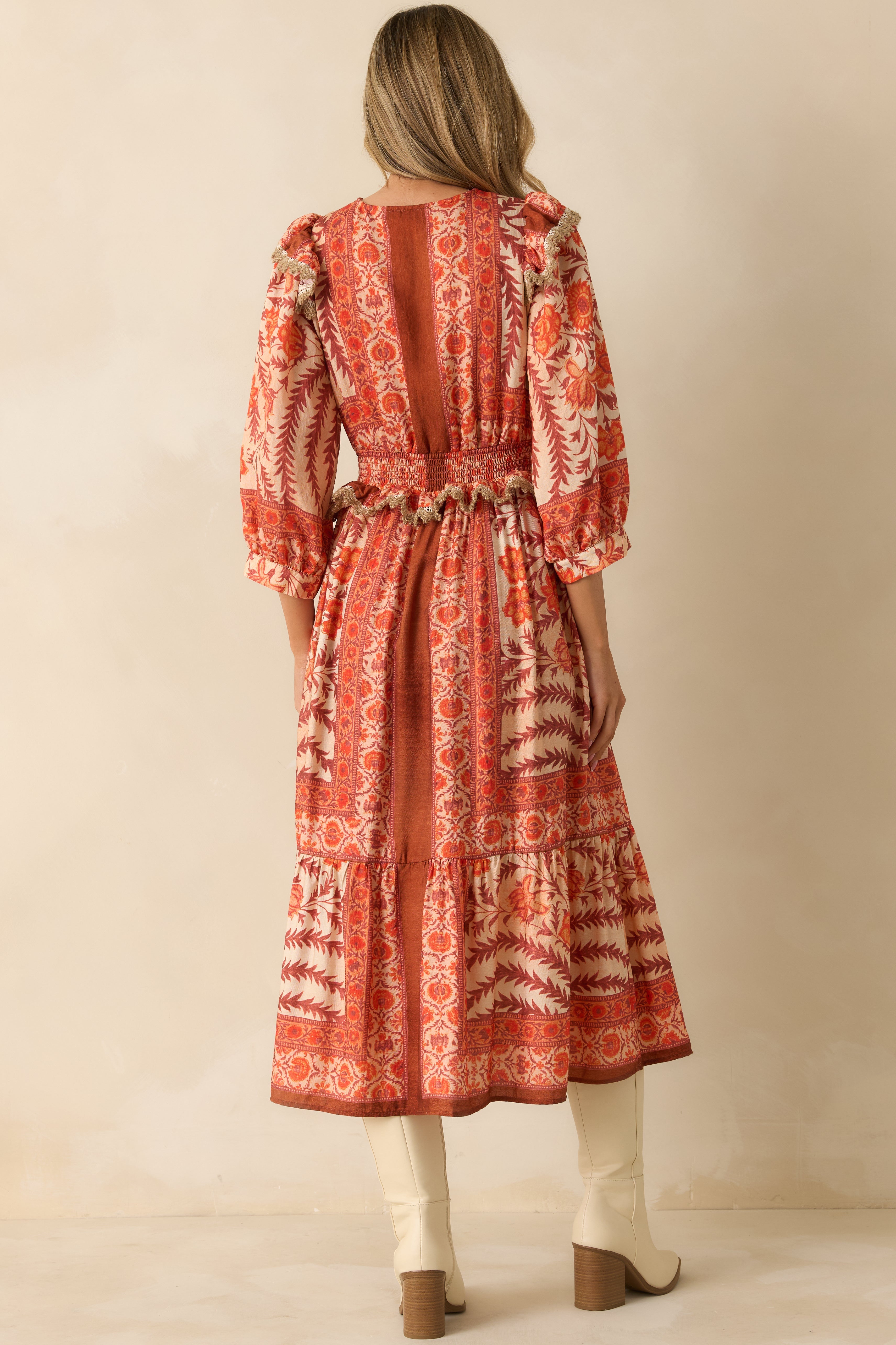 You've Got This Orange Multi Floral Print Maxi Dress