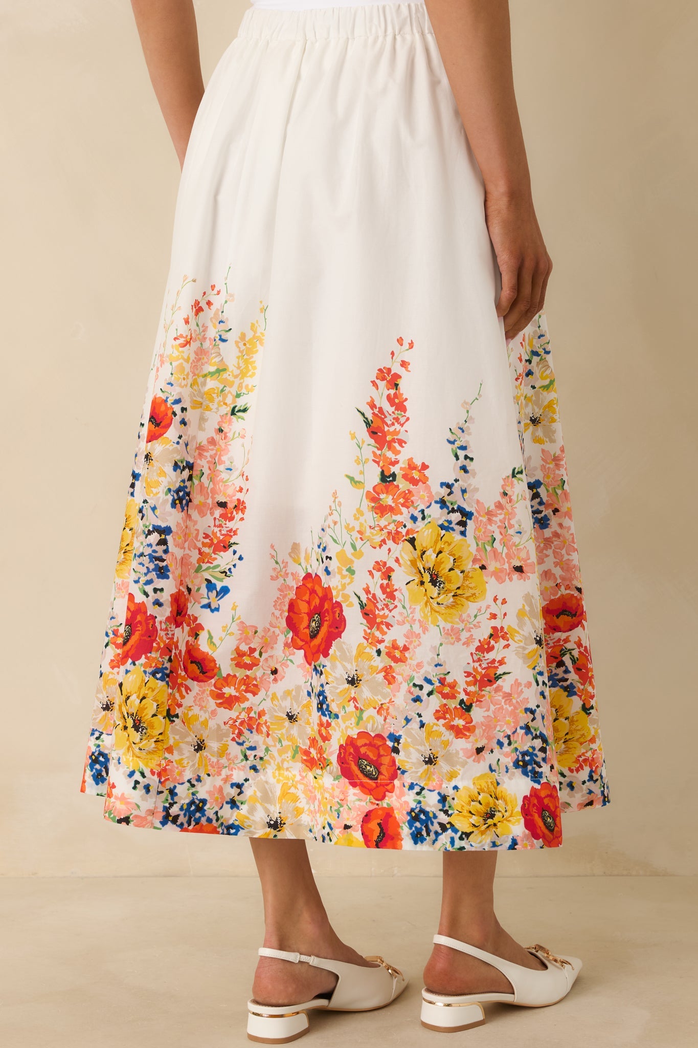 Tomorrow Will Come White Multi Cotton Floral Maxi Skirt