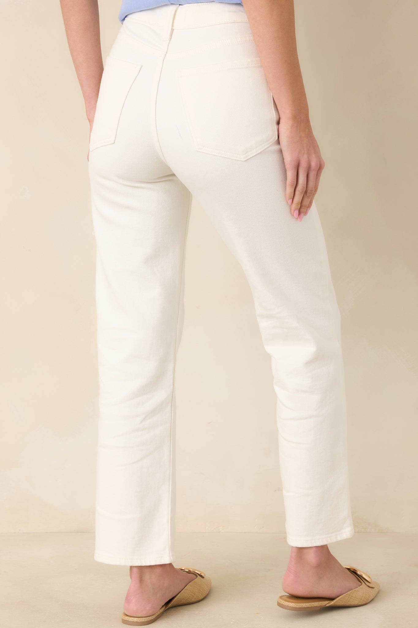 Hard At Work White Straight Leg Jeans