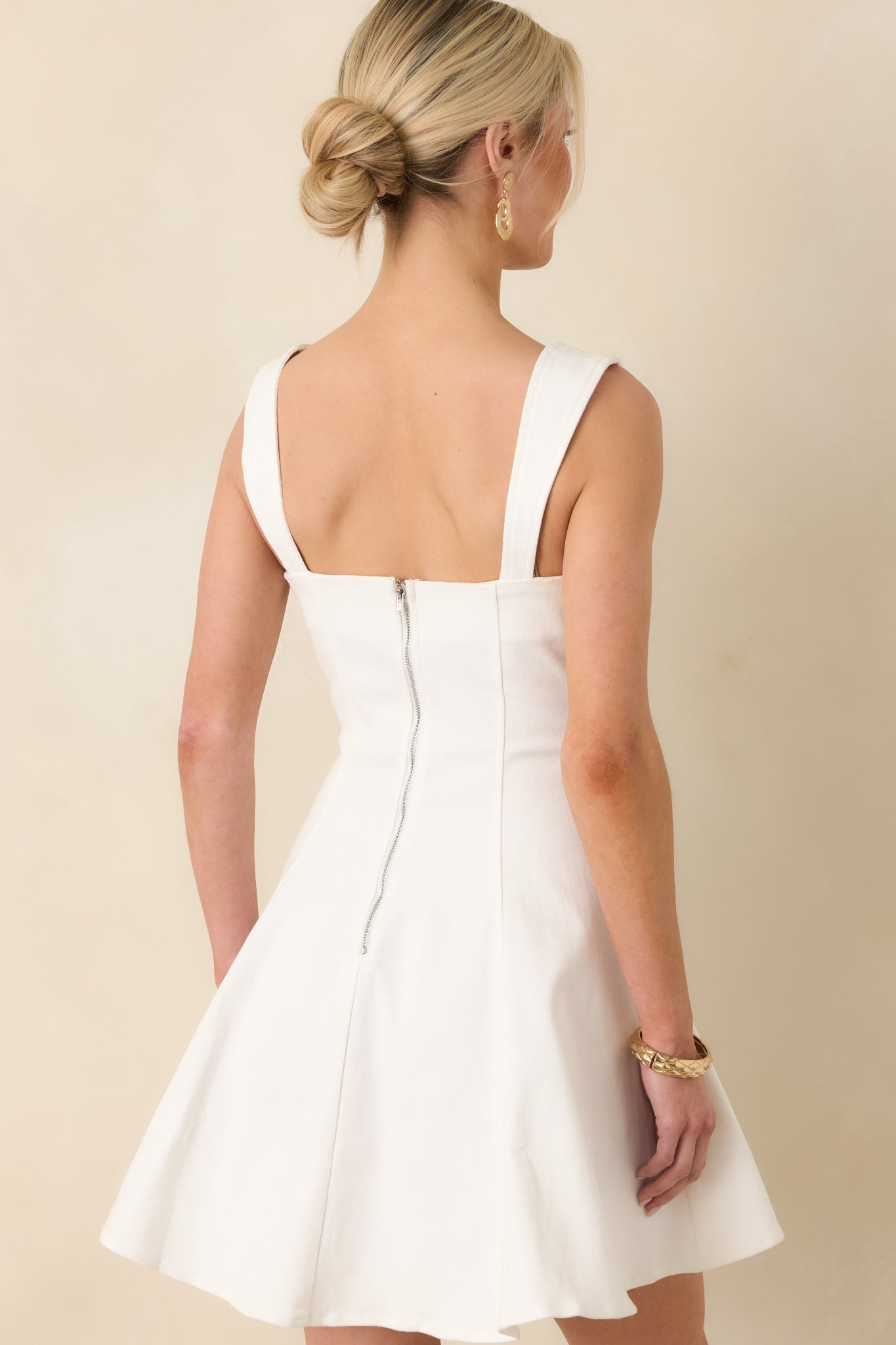 Day Dreaming Bliss White Cotton Sleeveless Denim Mini Dress