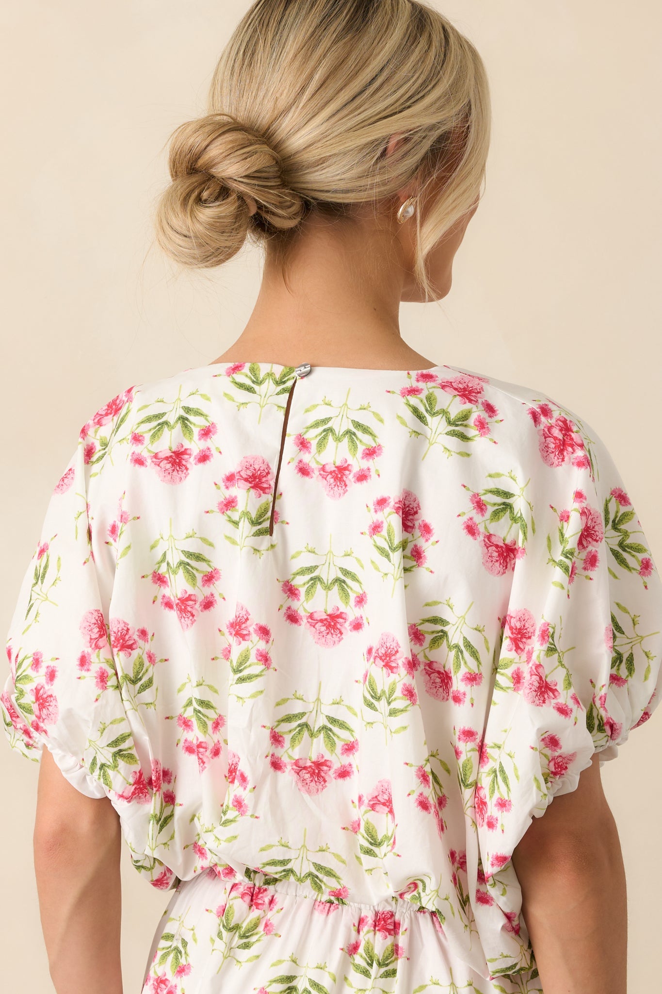 Ordinary Is Overrated Pink Floral Cotton Bubble Hem Crop Top
