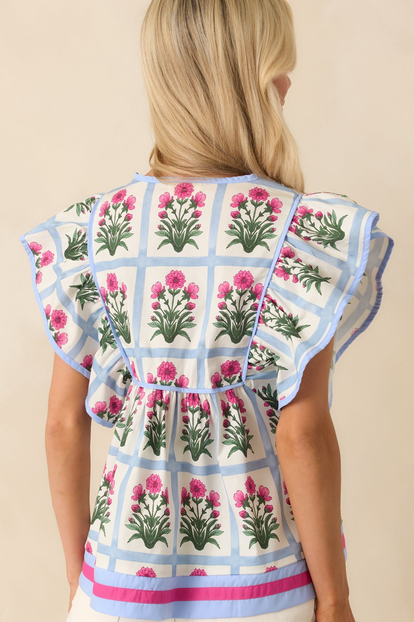Nothing Less Dark Fuchsia Floral Print Cotton Top