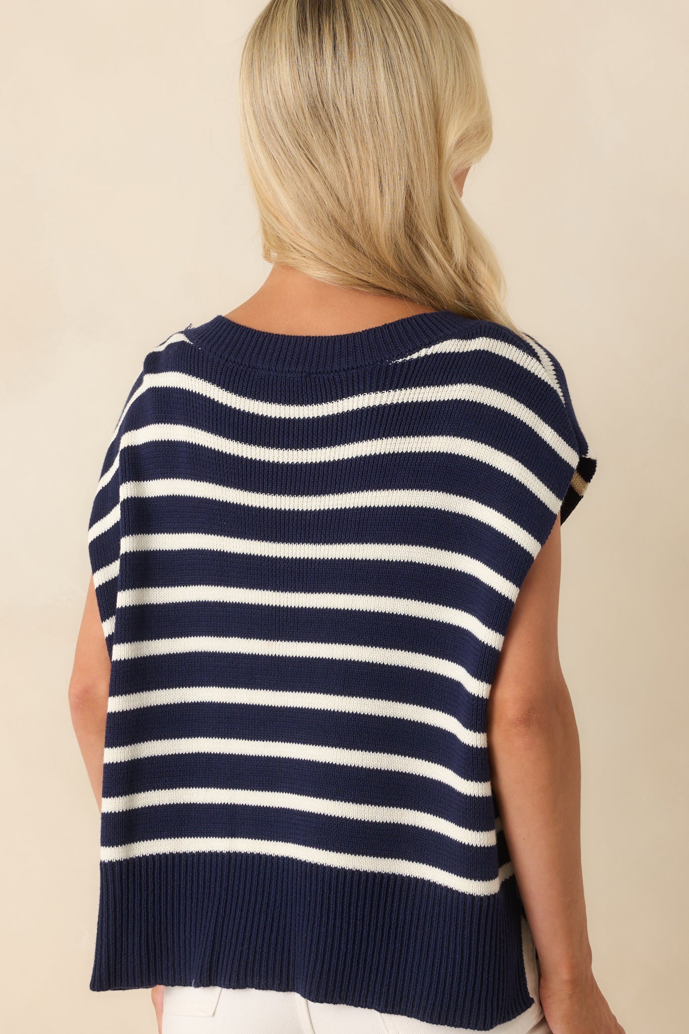 Daring Diva Navy Stripe Oversized Sweater Vest