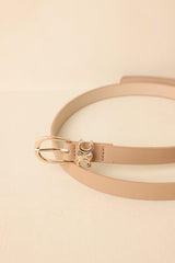 The Finishing Line Beige Slim Faux Leather Belt