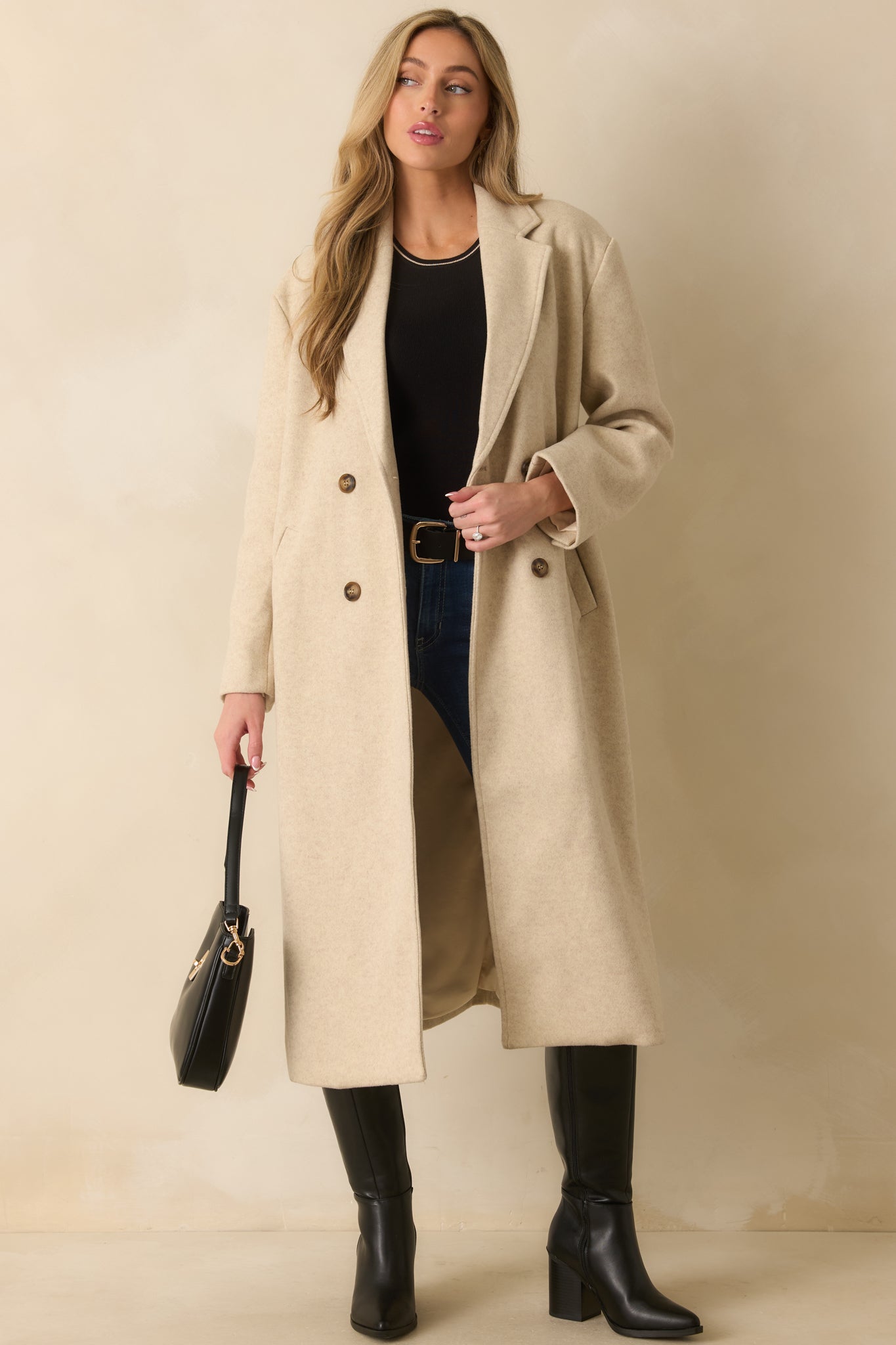 In Case You Need It Light Beige Double Breasted Longline Coat