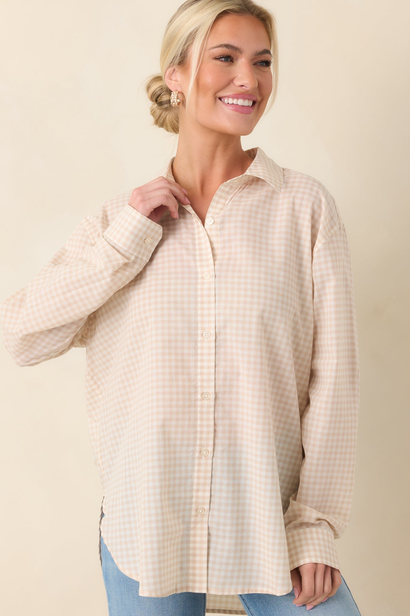 Z Supply Parchment Beige Cotton Seaport Button Up Top