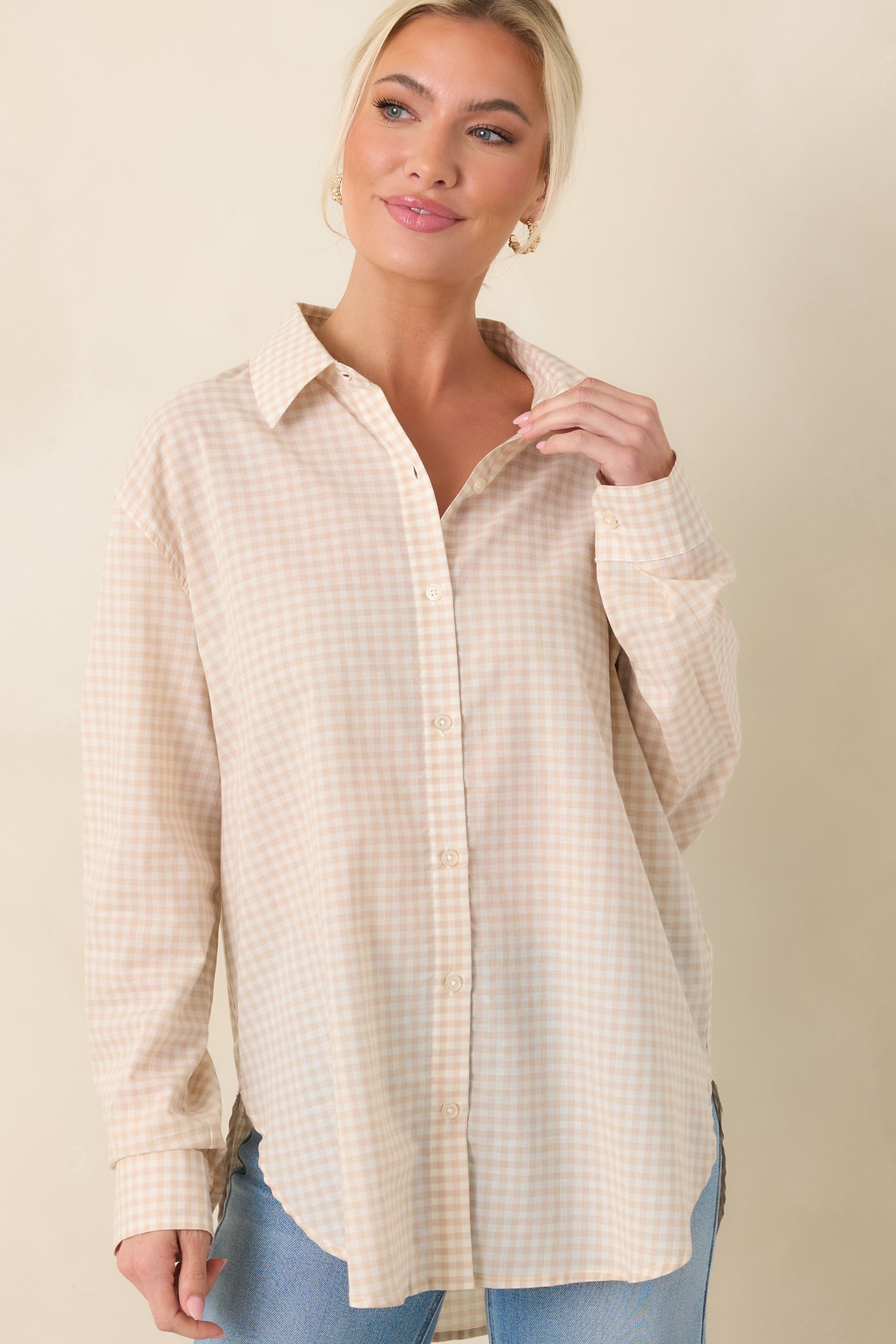 Z Supply Parchment Beige Cotton Seaport Button Up Top