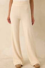 Polished Path Beige Knit Wide Leg Pants