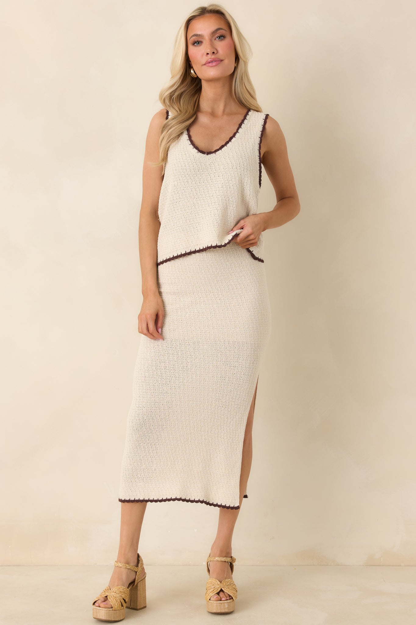 Z Supply Beige Yessenia Whipstitch Tank