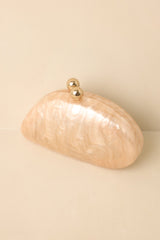 Shining Moment Beige Marble Clutch