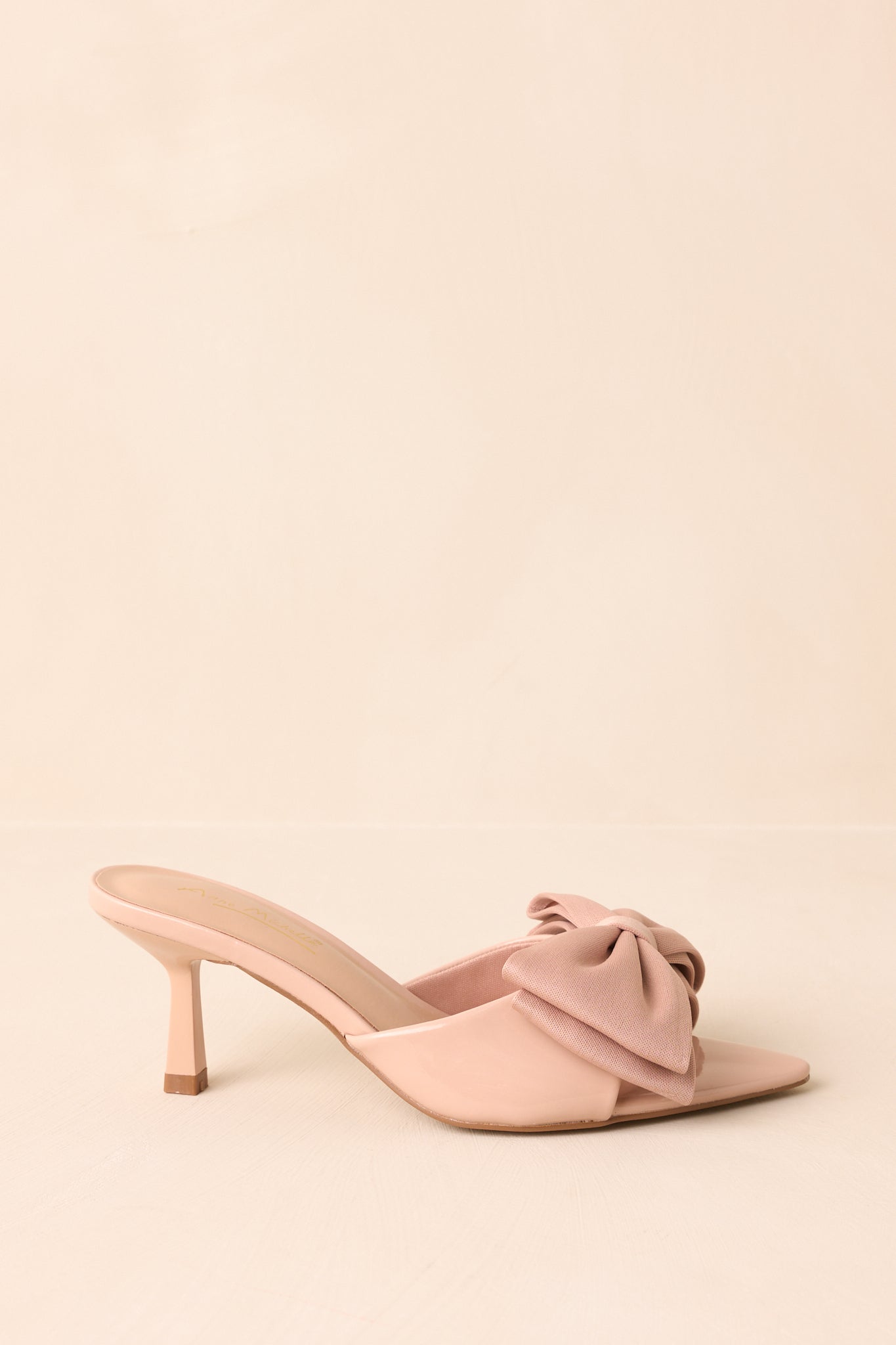Taking In The View Beige Satin Bow Open-Toe Kitten Heels