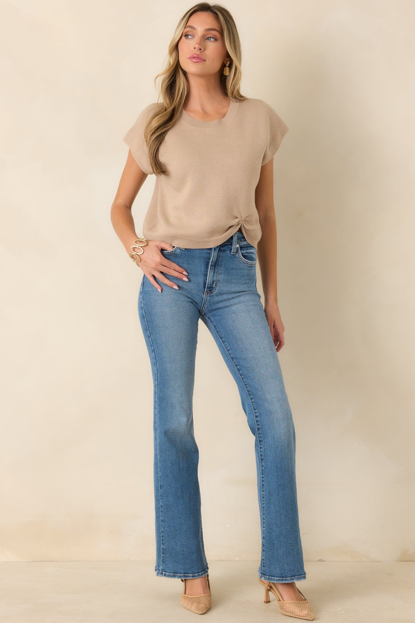 All Pulled Together Beige Knit Sweater