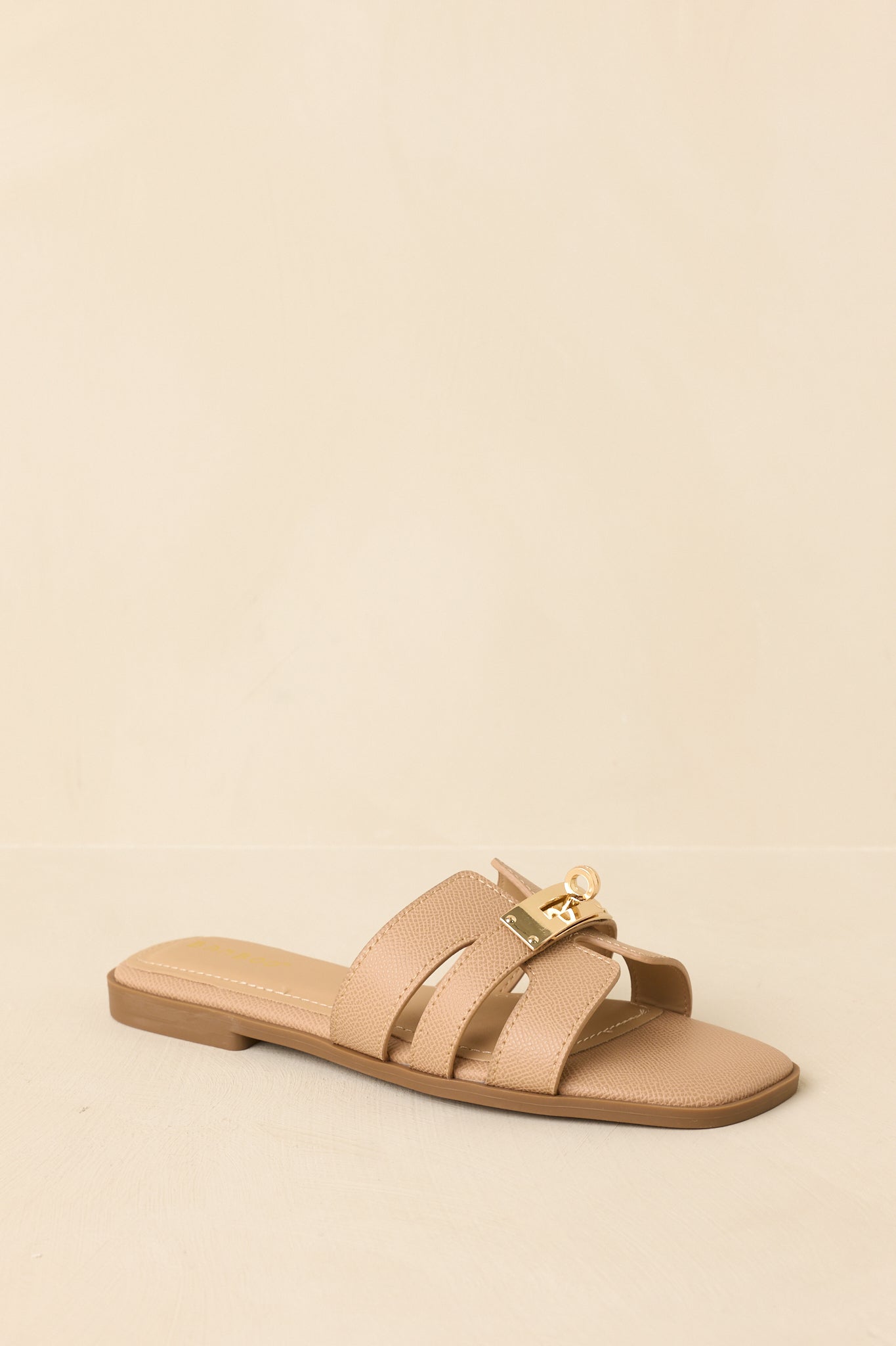 Coastline Classic Beige Faux Leather Slide Sandals
