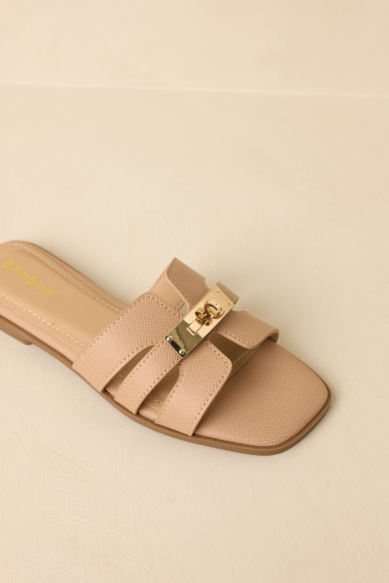 Coastline Classic Beige Faux Leather Slide Sandals