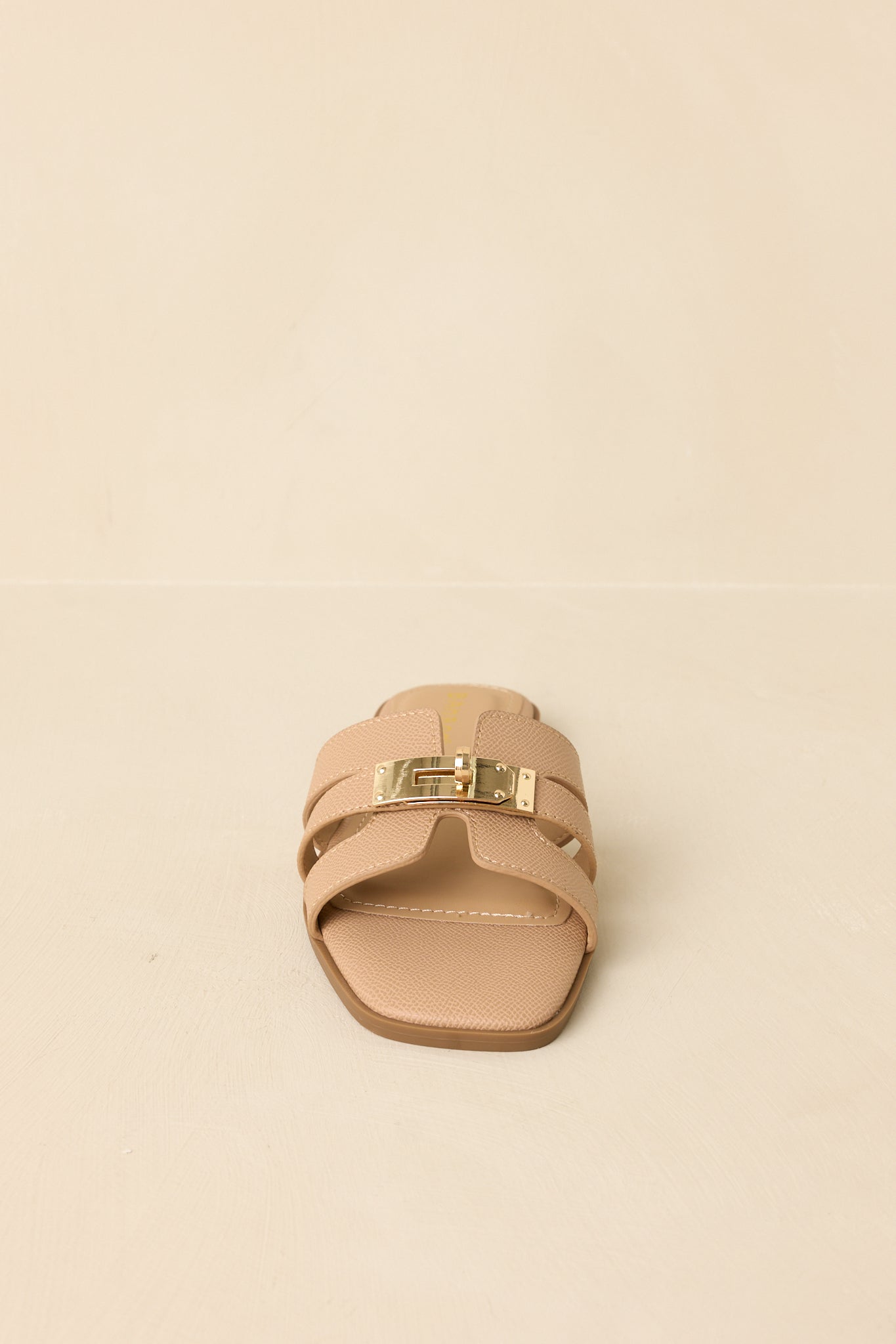 Coastline Classic Beige Faux Leather Slide Sandals