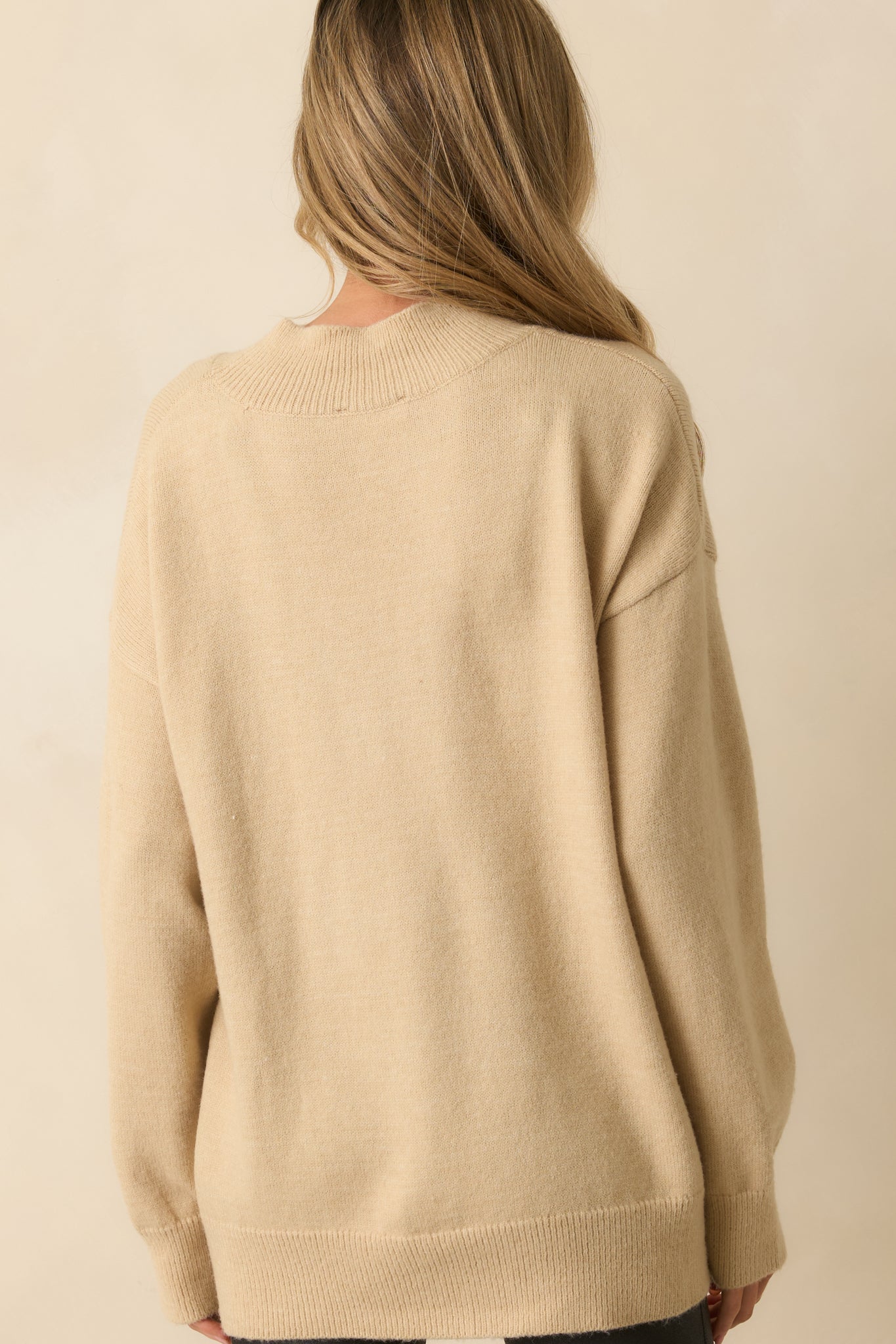 Cozy As Can Be Beige Teddy Bear Knit Long Sleeve Oversized Sweater