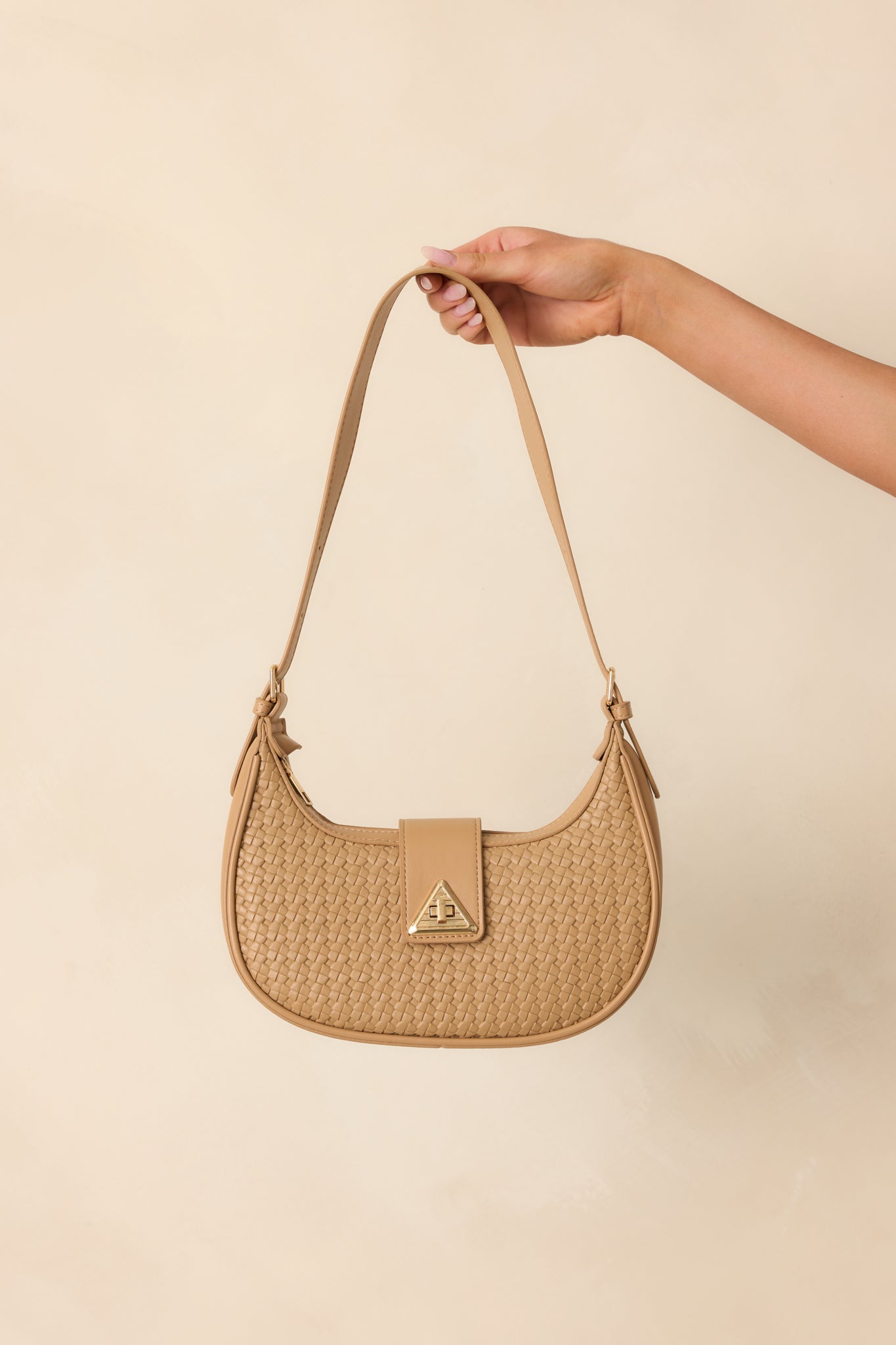 Trust Me On This One Beige Woven Faux Leather Handbag