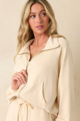 Running Errands Ecru Beige Zip Up Jacket