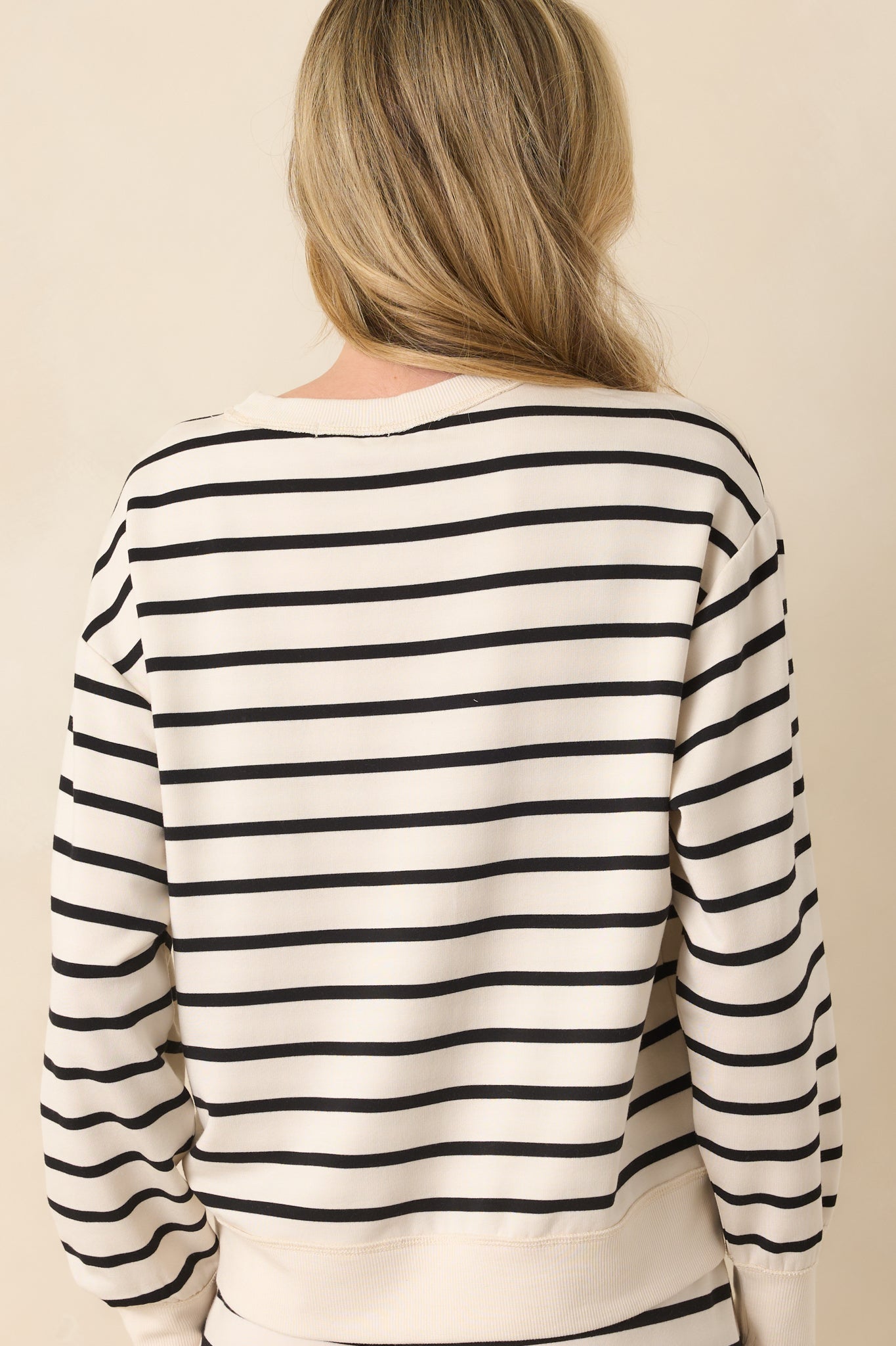 Z Supply Light Beige Stand Out Striped Modal Sweatshirt