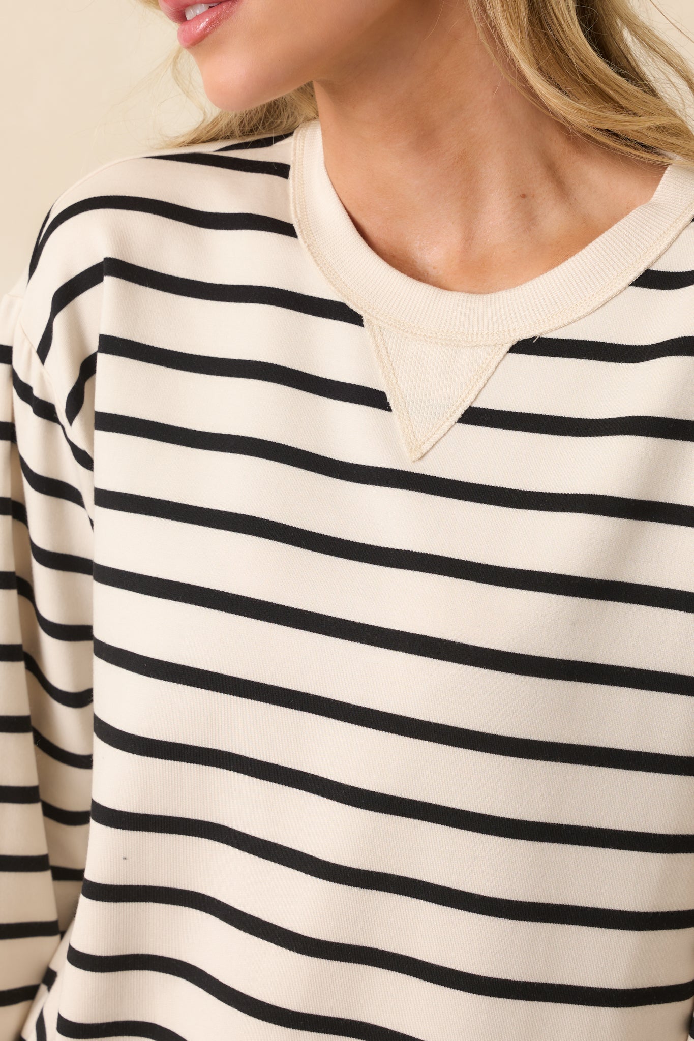 Z Supply Light Beige Stand Out Striped Modal Sweatshirt