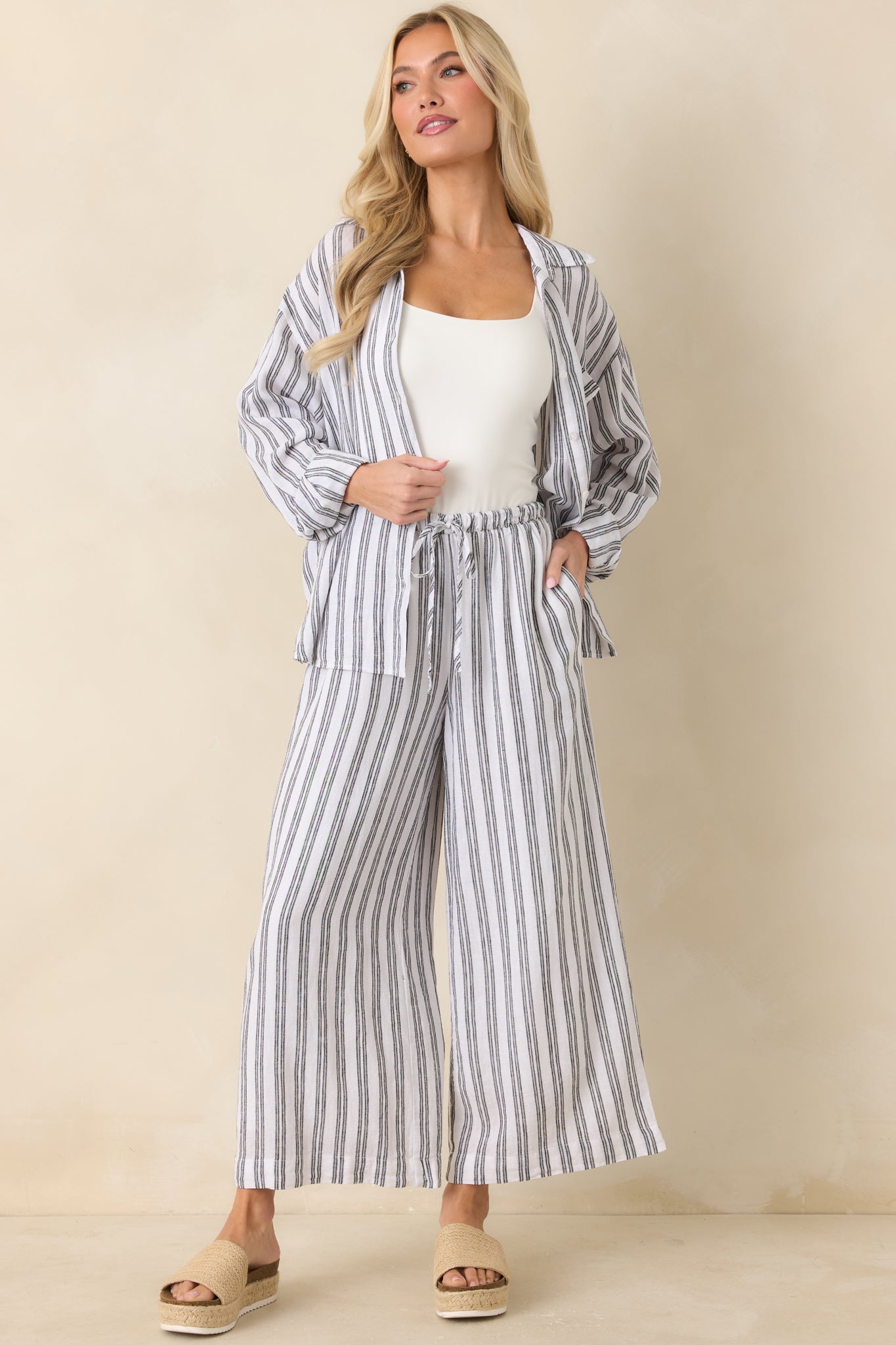 Z Supply The Perfect Black & White Stripe Button Up Top