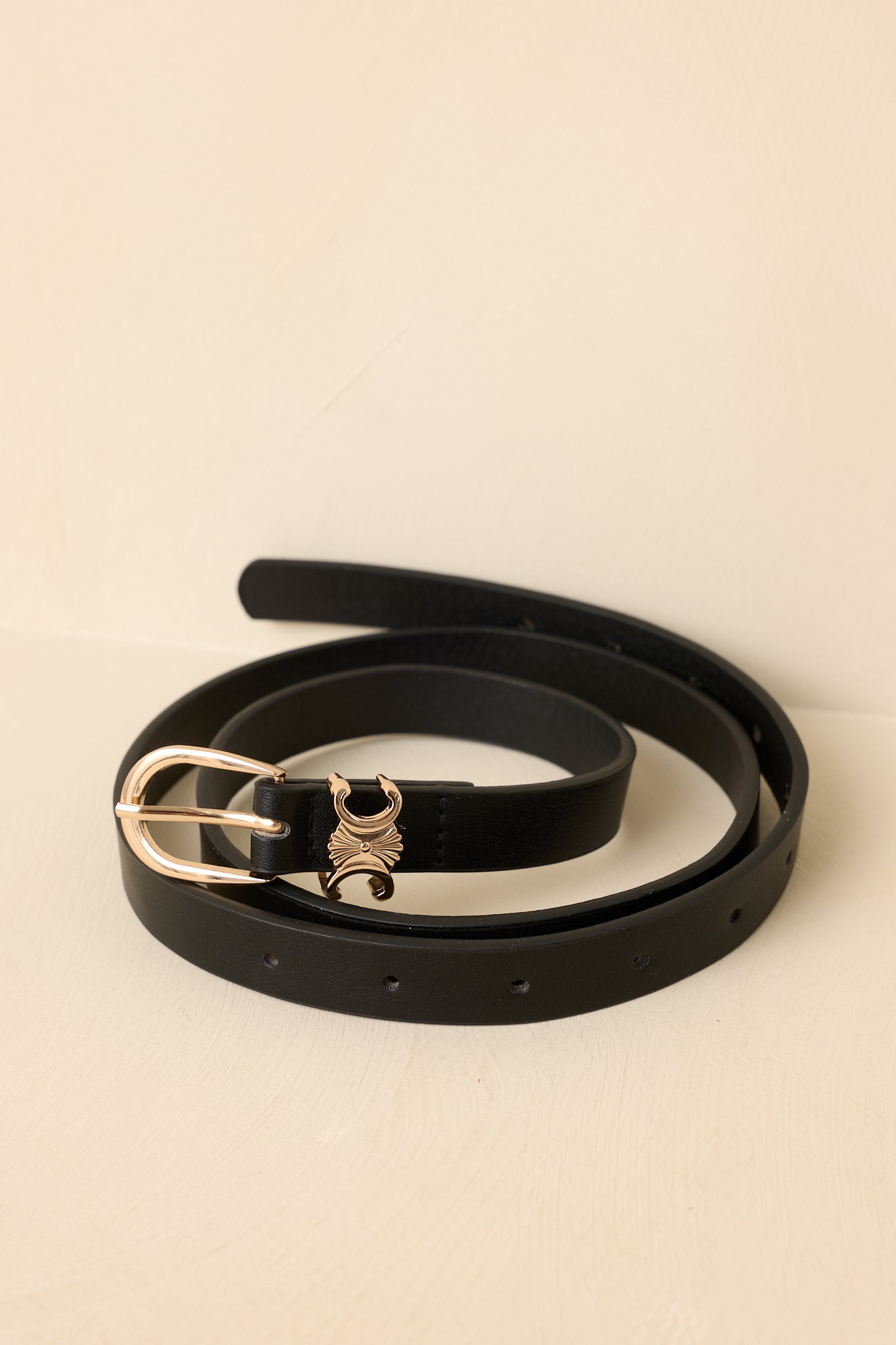The Finishing Line Black Slim Faux Leather Belt
