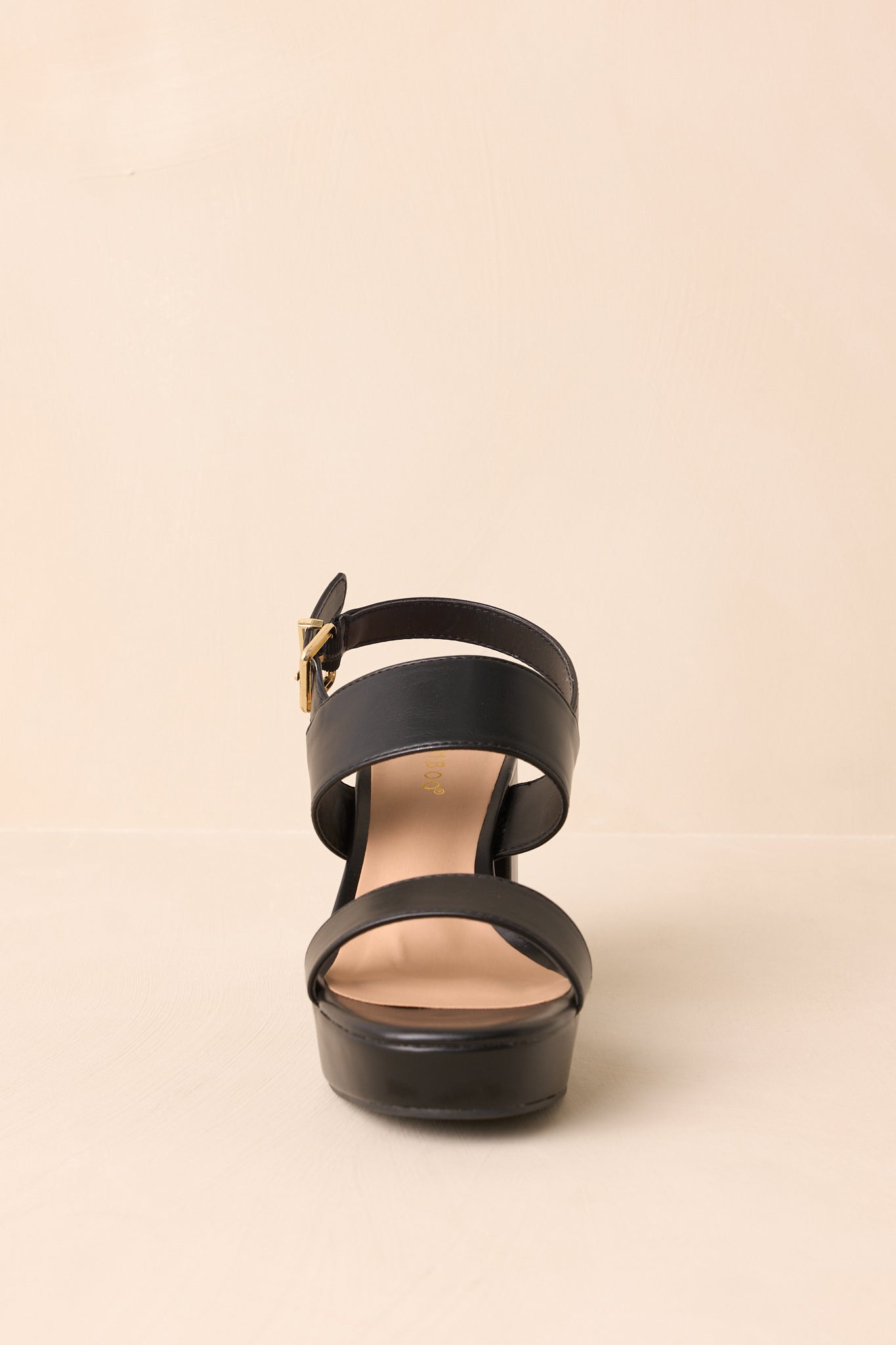Nobody Else Black Faux Leather High Heel Platform Sandals