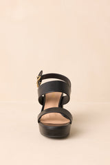 Nobody Else Black Faux Leather High Heel Platform Sandals