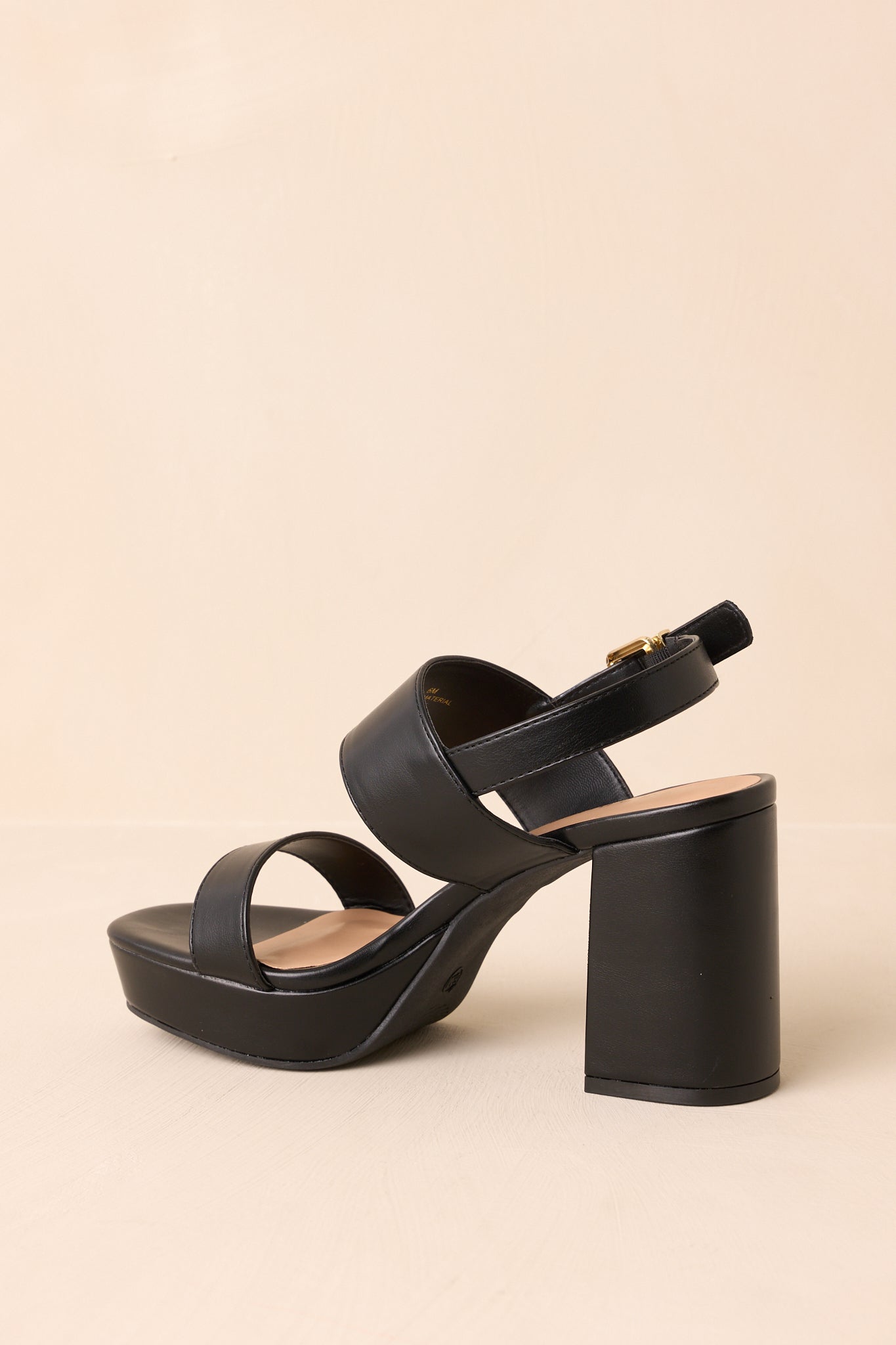 Nobody Else Black Faux Leather High Heel Platform Sandals