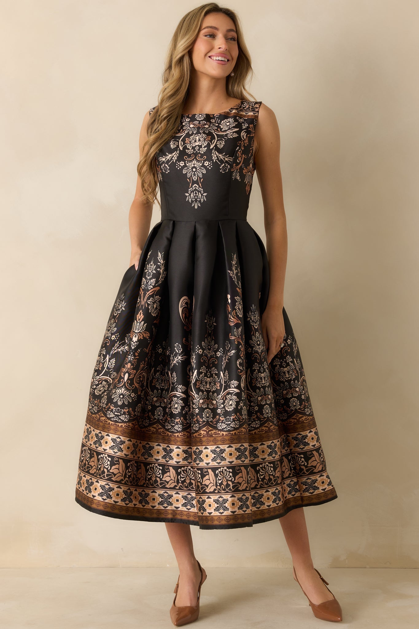 Twilight Opus Black Multi Jacquard Sleeveless Maxi Dress