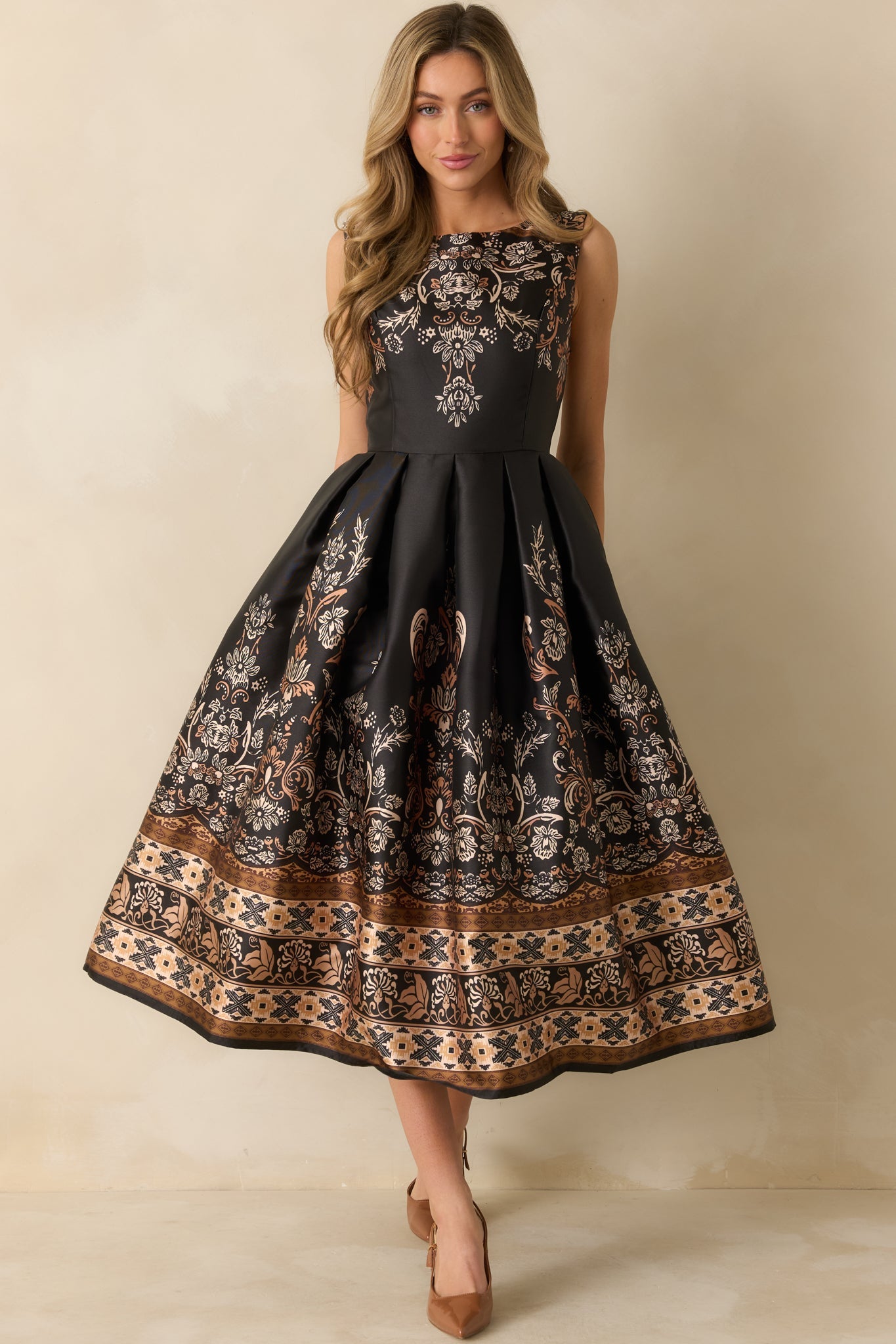 Twilight Opus Black Multi Jacquard Sleeveless Maxi Dress