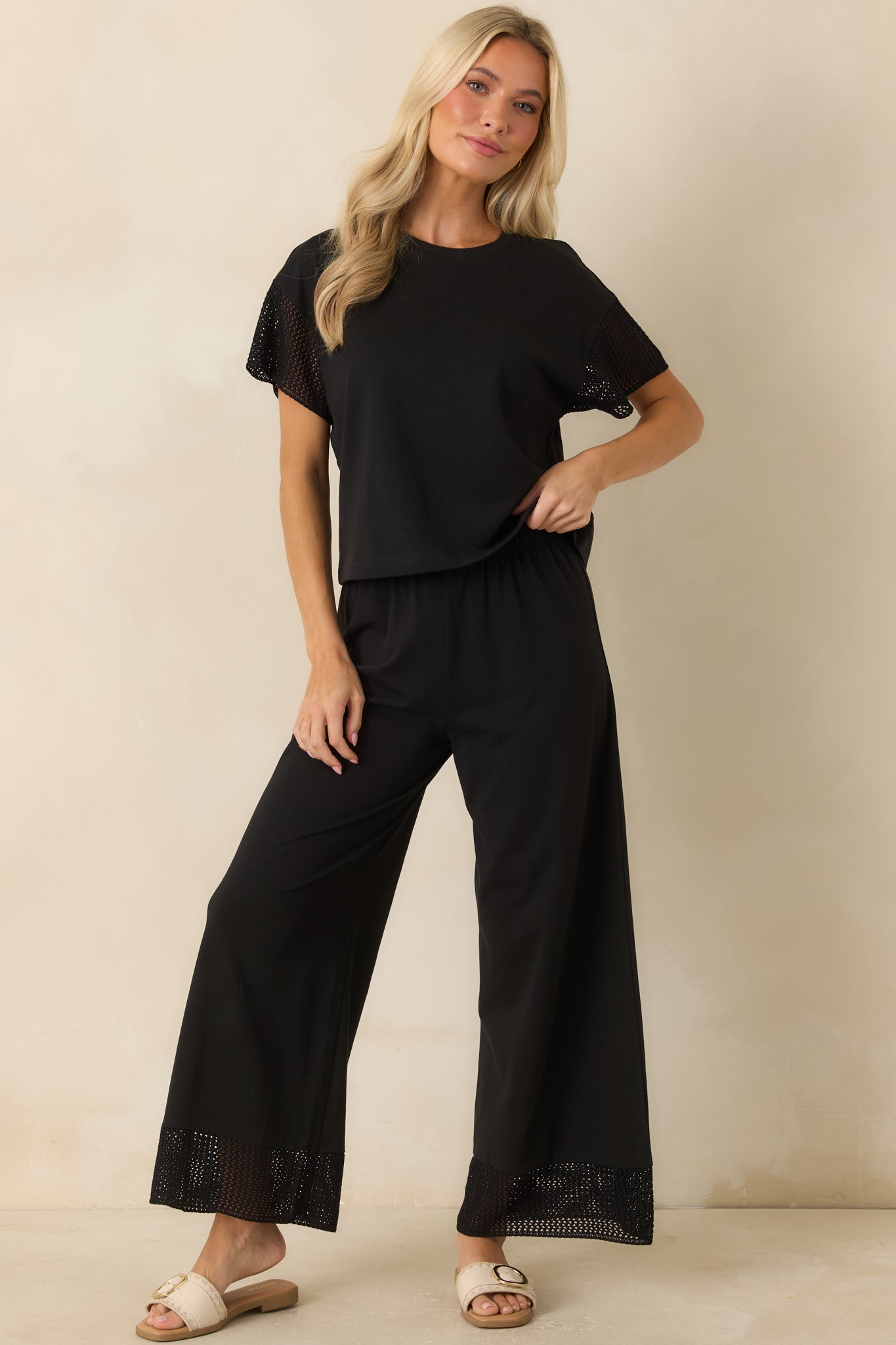 Z Supply Banyan Black Crochet Pants
