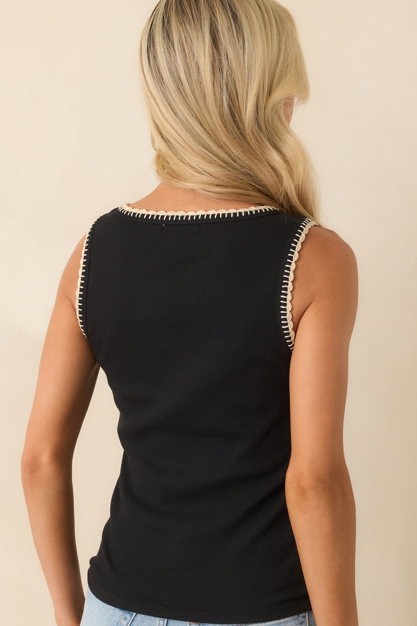 Z Supply Black Cotton Social Whipstitch Tank