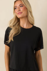 Z Supply Banyan Black Crochet Sleeve Top