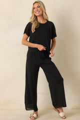 Z Supply Banyan Black Crochet Sleeve Top