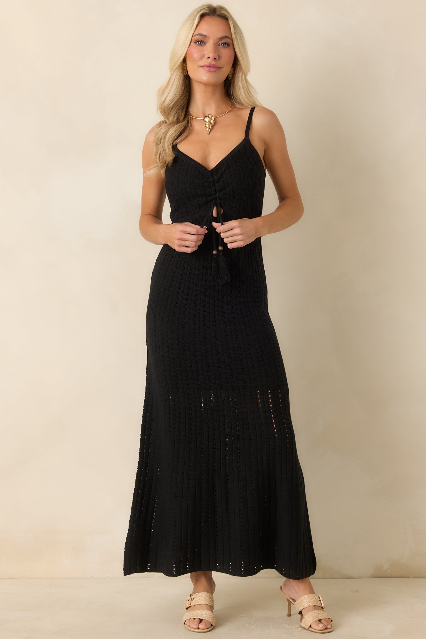 Z Supply Sundra Black Crochet Maxi Dress