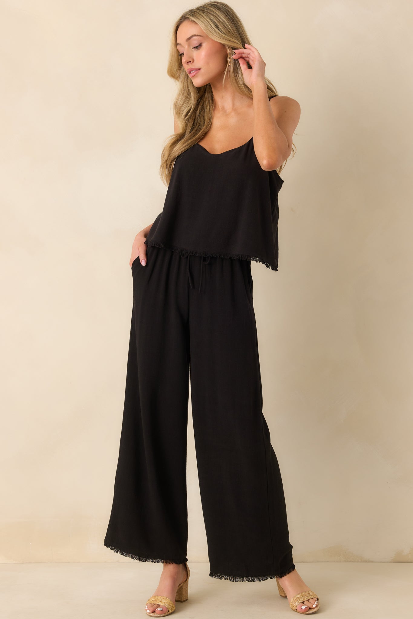 Z Supply Black Sabel Cropped Linen Tank