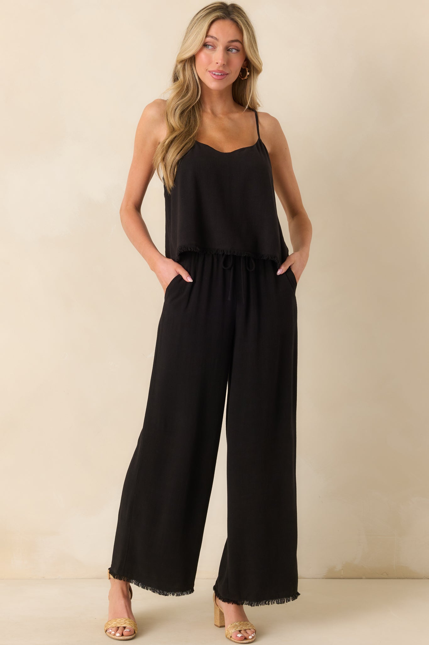 Z Supply Black Sabel Cropped Linen Tank