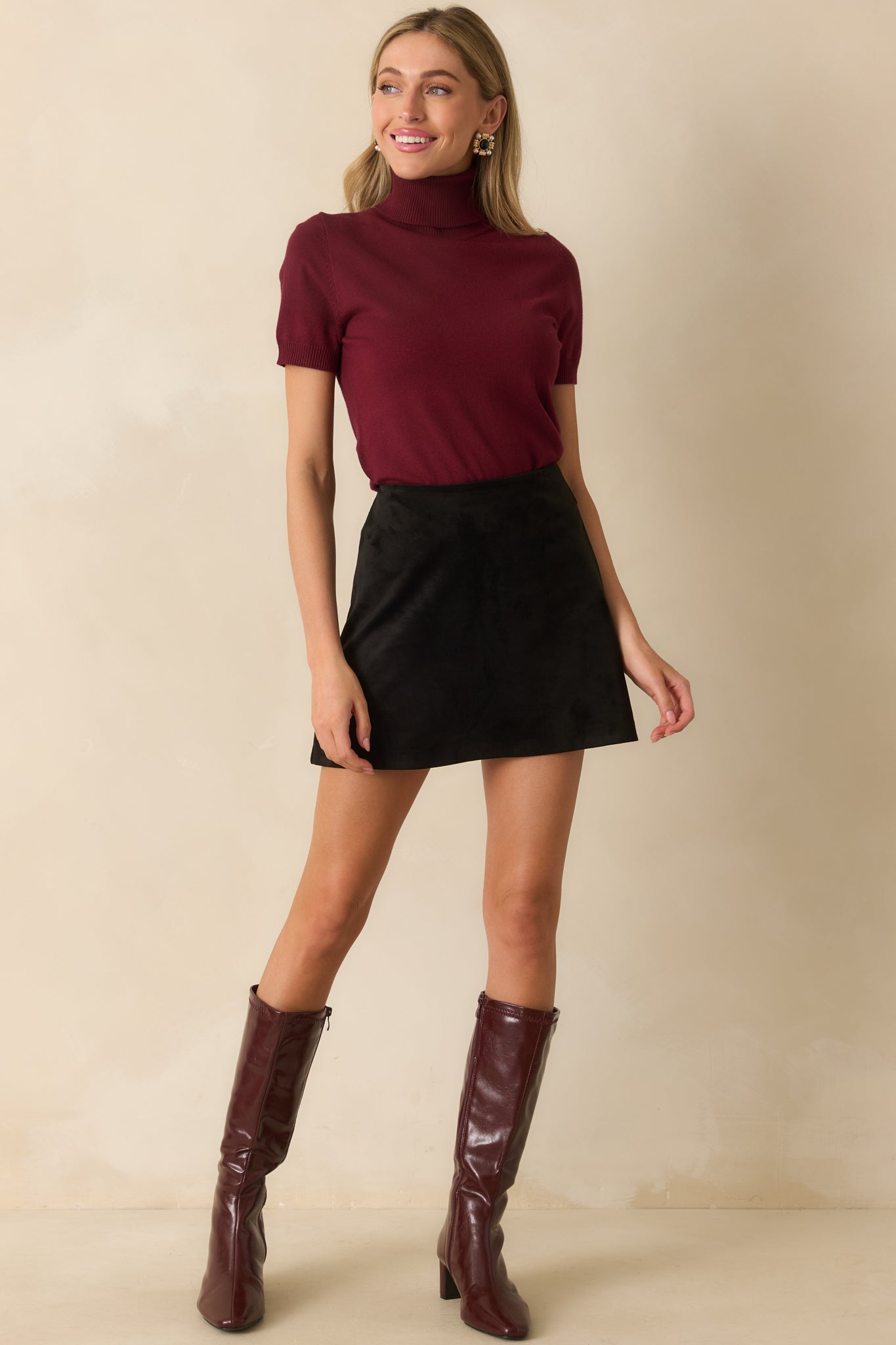 Z Supply Black Ciera Faux Suede Mini Skirt